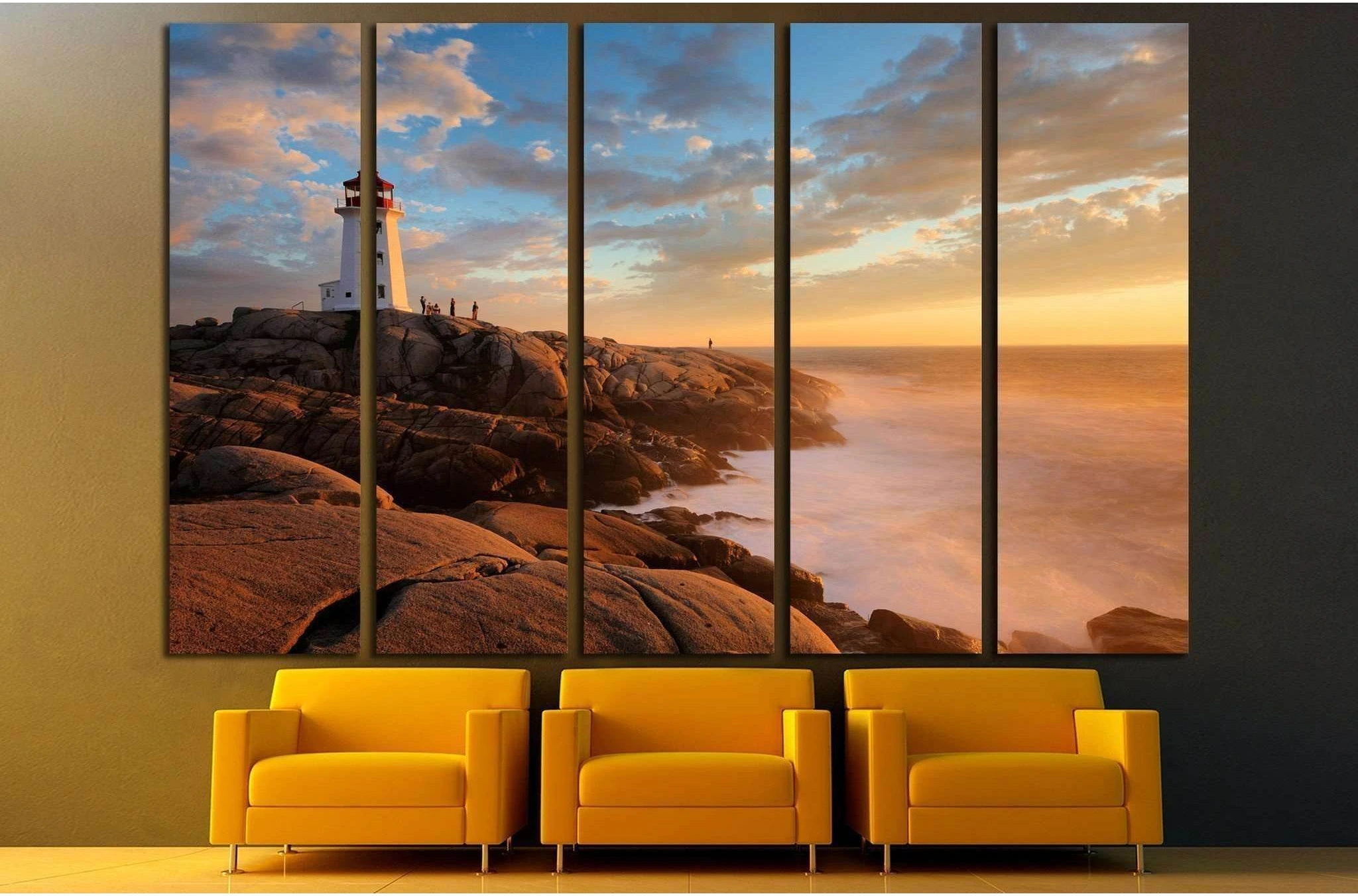 Light House at Peggy Cove at Sunset, Nova Scotia, Canada №2065 Ready to Hang Canvas Print - Zellart Canvas Prints ALL_Products, s-2065