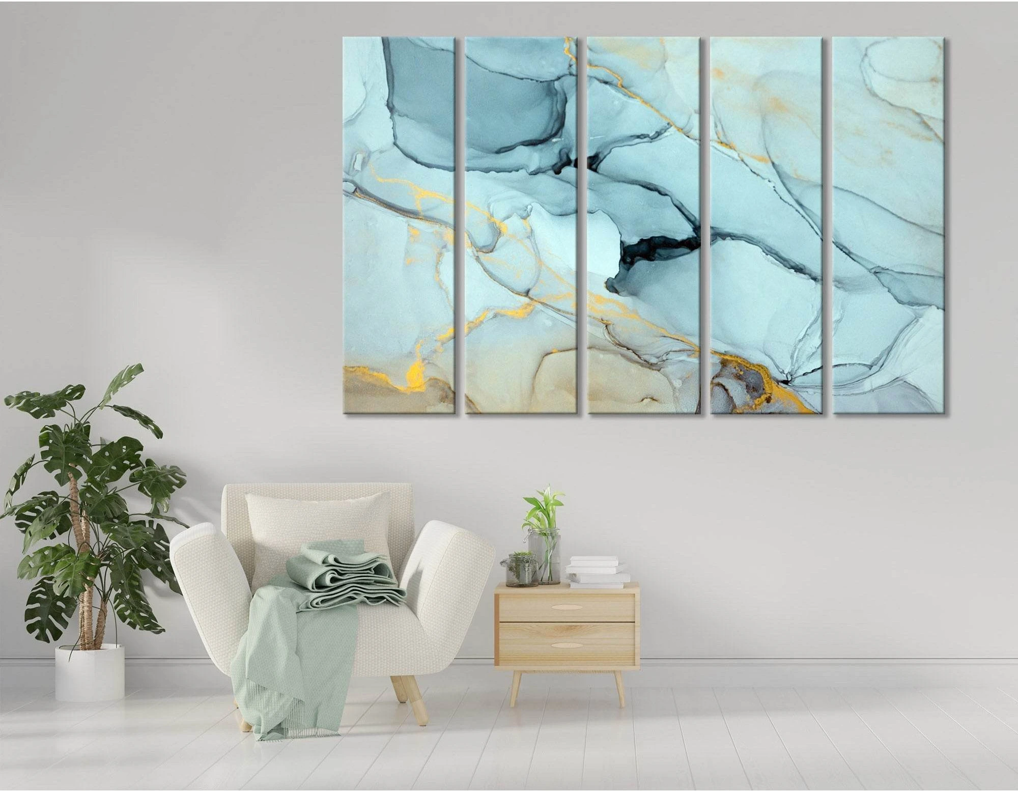Light Mint Fashionable Abstract №04414 Ready to Hang Canvas Print - Zellart Canvas Prints ALL_Products