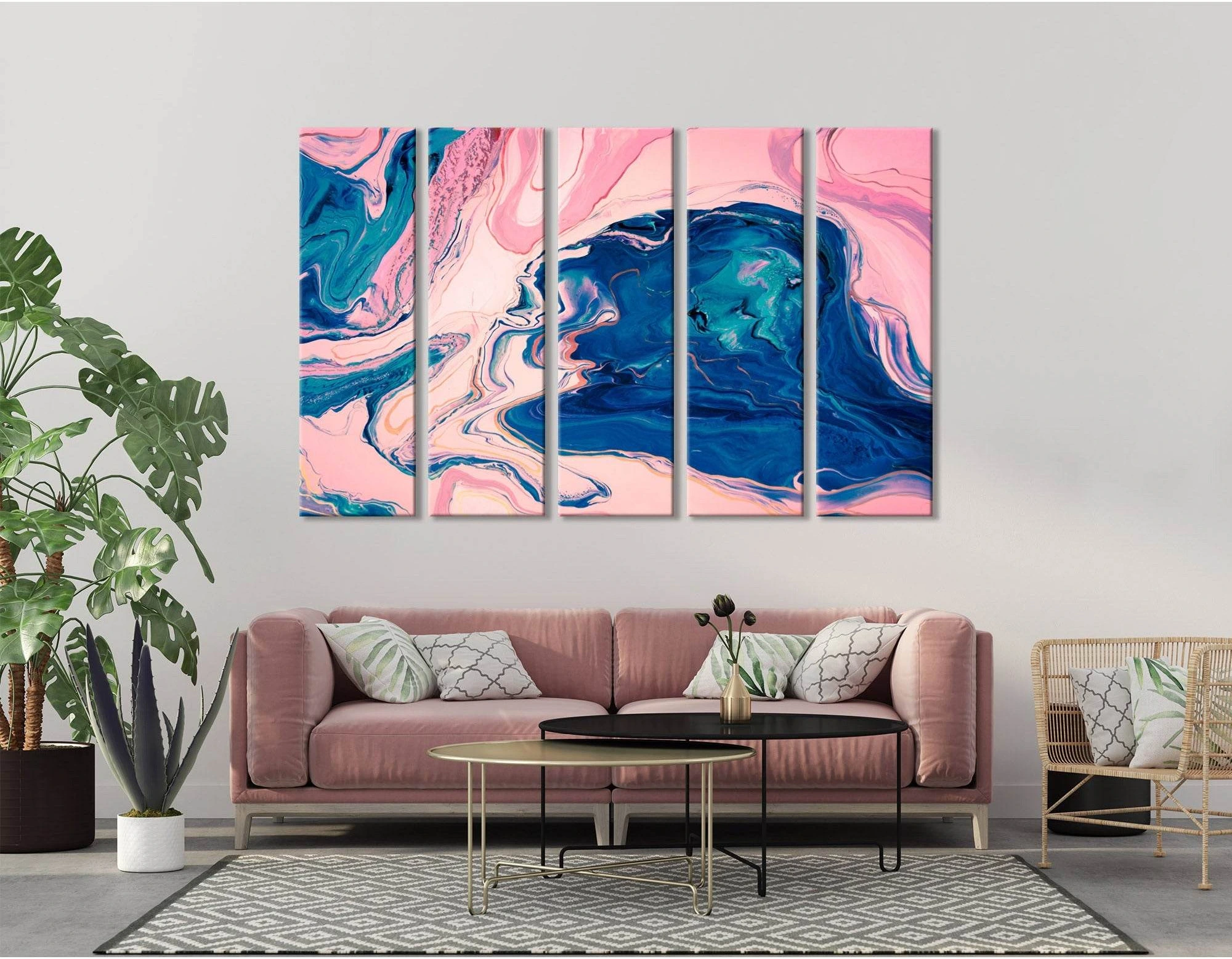 Light Pink And Blue Abstract №04350 Ready to Hang Canvas Print - Zellart Canvas Prints ALL_Products