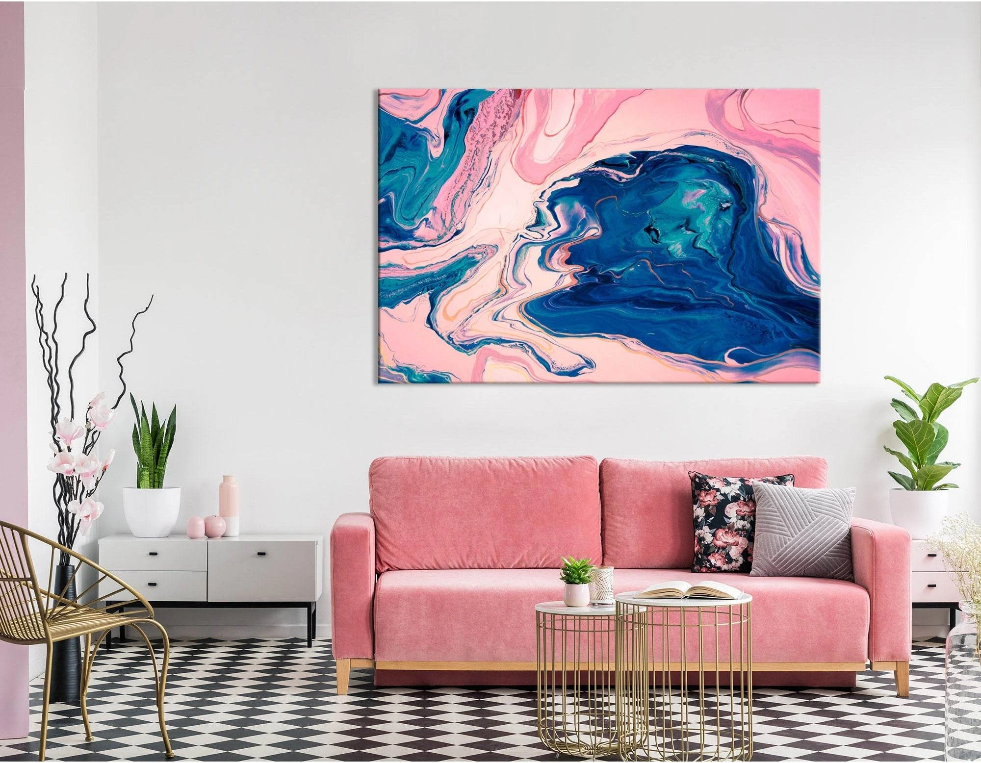 Light Pink And Blue Abstract №04350 Ready to Hang Canvas Print - Zellart Canvas Prints ALL_Products