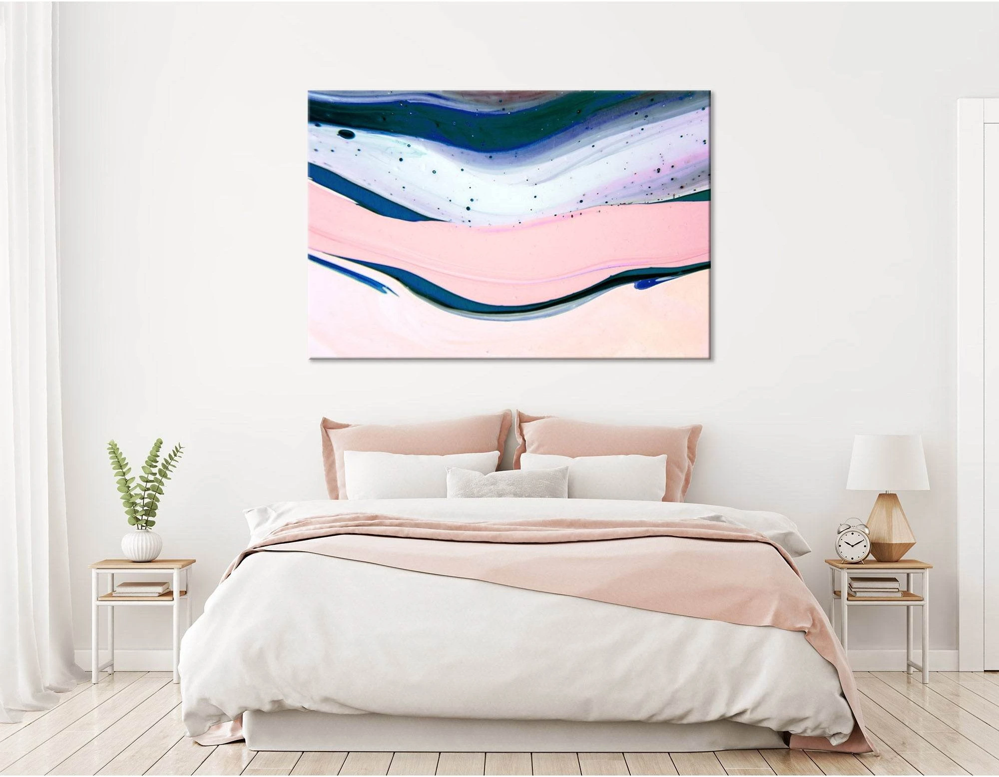Light Pink, Blue And White Abstract №04285 Ready to Hang Canvas Print - Zellart Canvas Prints ALL_Products