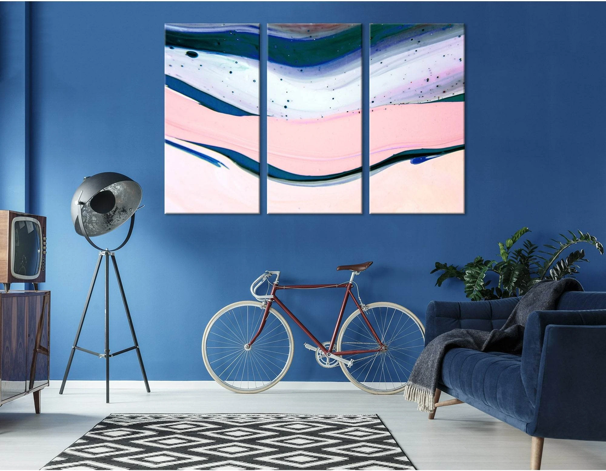 Light Pink, Blue And White Abstract №04285 Ready to Hang Canvas Print - Zellart Canvas Prints ALL_Products