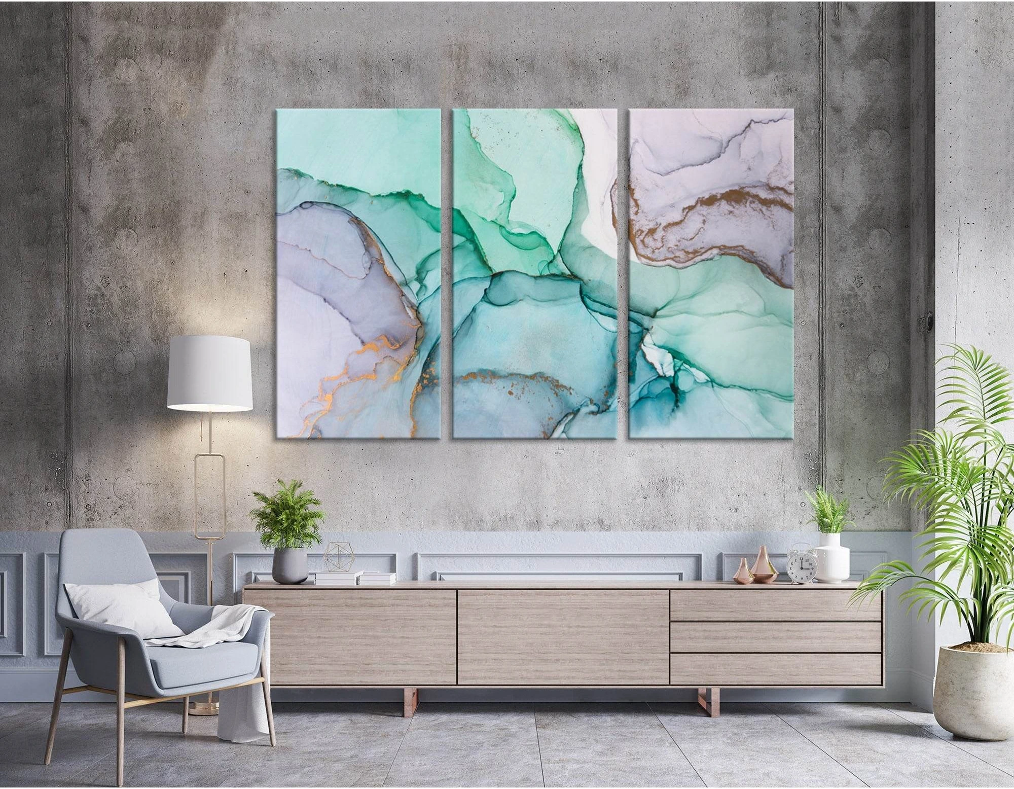 Light Purple, Green And Blue Abstract №04361 Ready to Hang Canvas Print - Zellart Canvas Prints ALL_Products