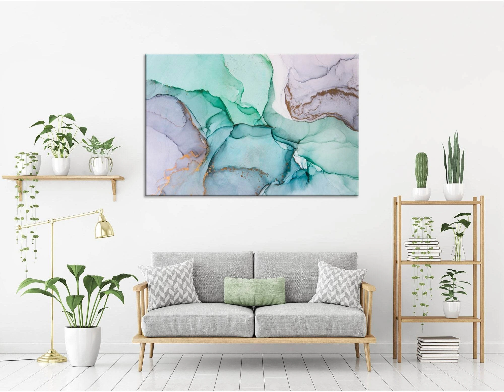 Light Purple, Green And Blue Abstract №04361 Ready to Hang Canvas Print - Zellart Canvas Prints ALL_Products