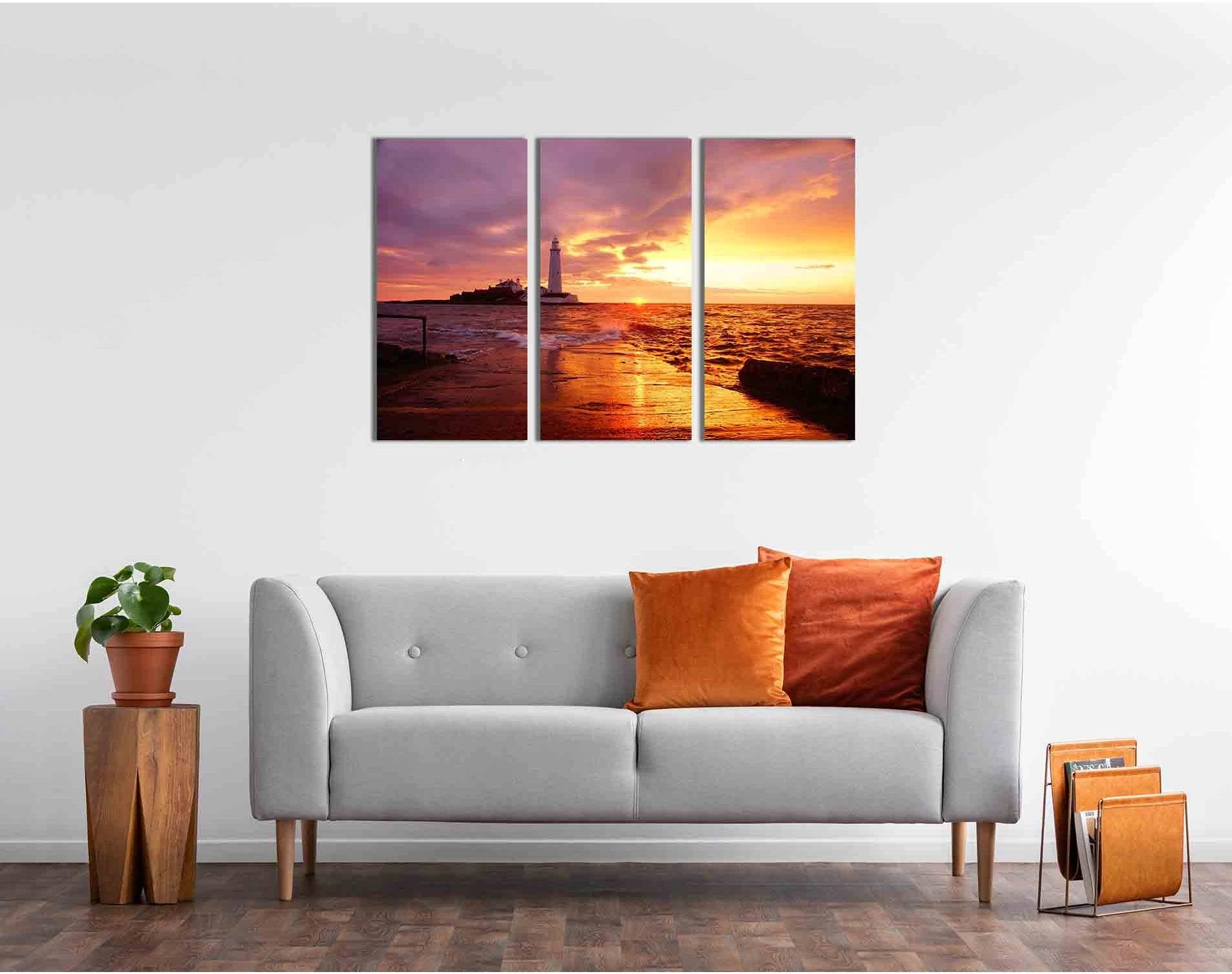 Lighthouse at dawn №D2028 Ready to Hang Canvas Print - Zellart Canvas Prints 0new, ALL_Products, Sunrise & sunset wall art