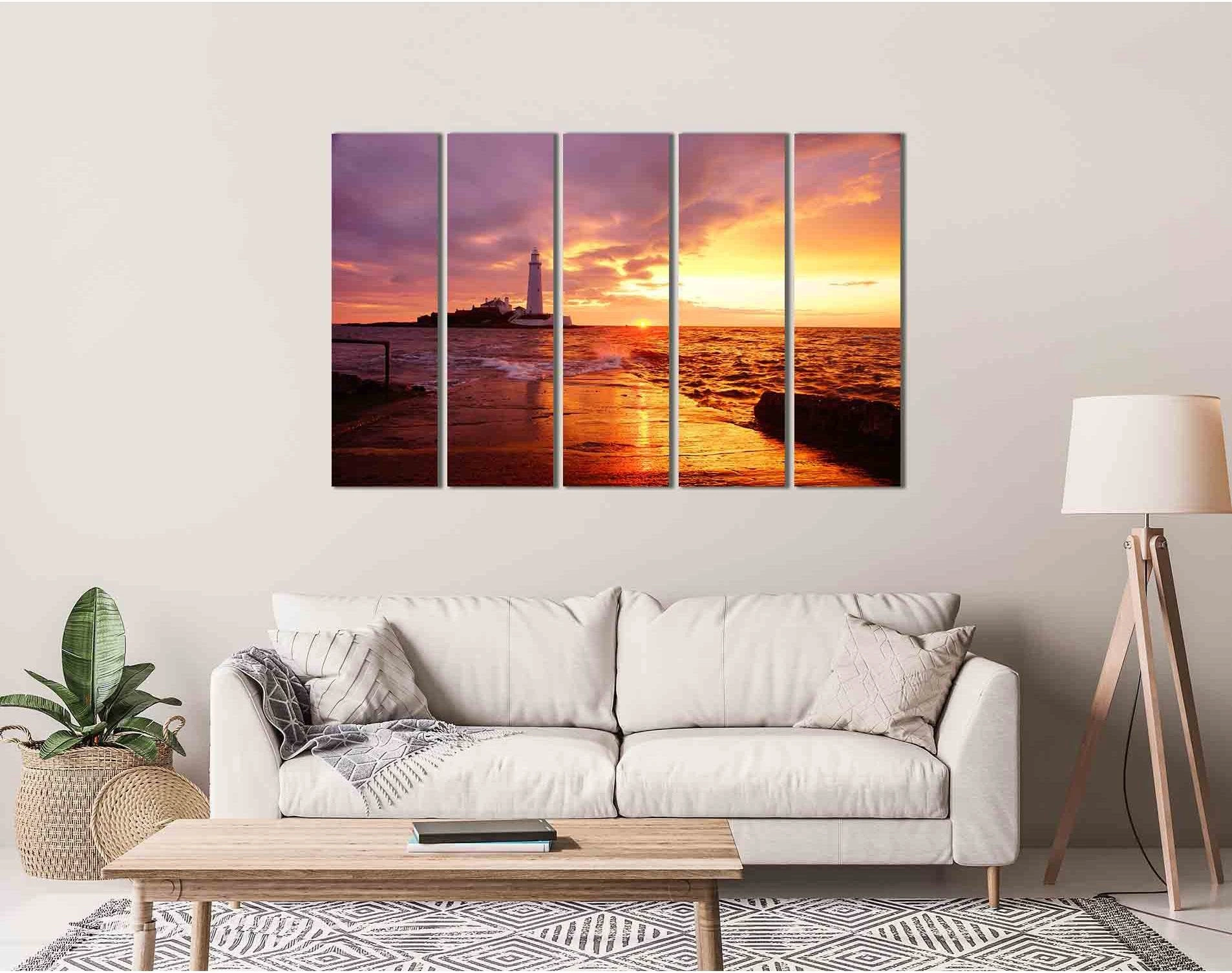 Lighthouse at dawn №D2028 Ready to Hang Canvas Print - Zellart Canvas Prints 0new, ALL_Products, Sunrise & sunset wall art