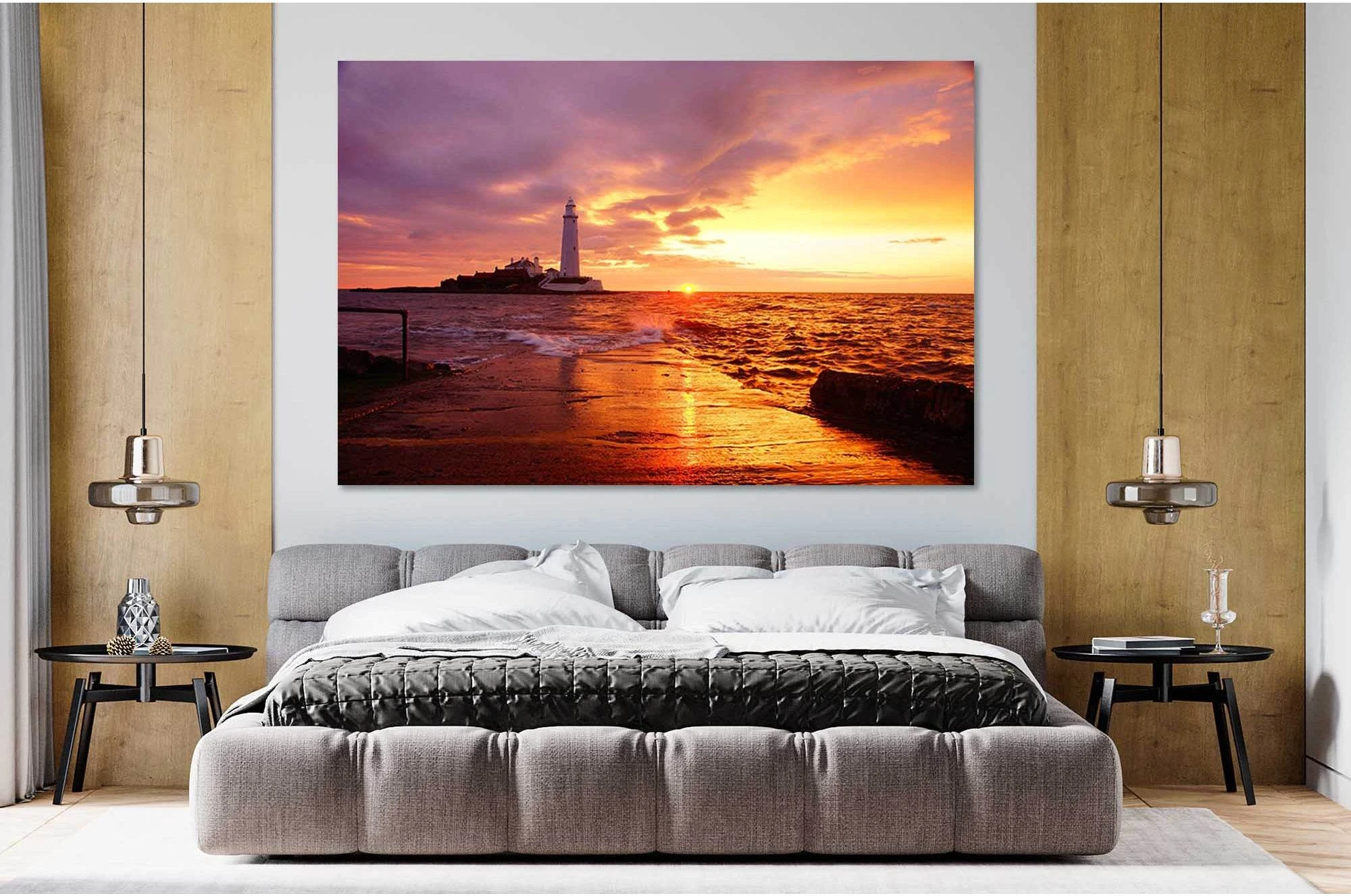 Lighthouse at dawn №D2028 Ready to Hang Canvas Print - Zellart Canvas Prints 0new, ALL_Products, Sunrise & sunset wall art