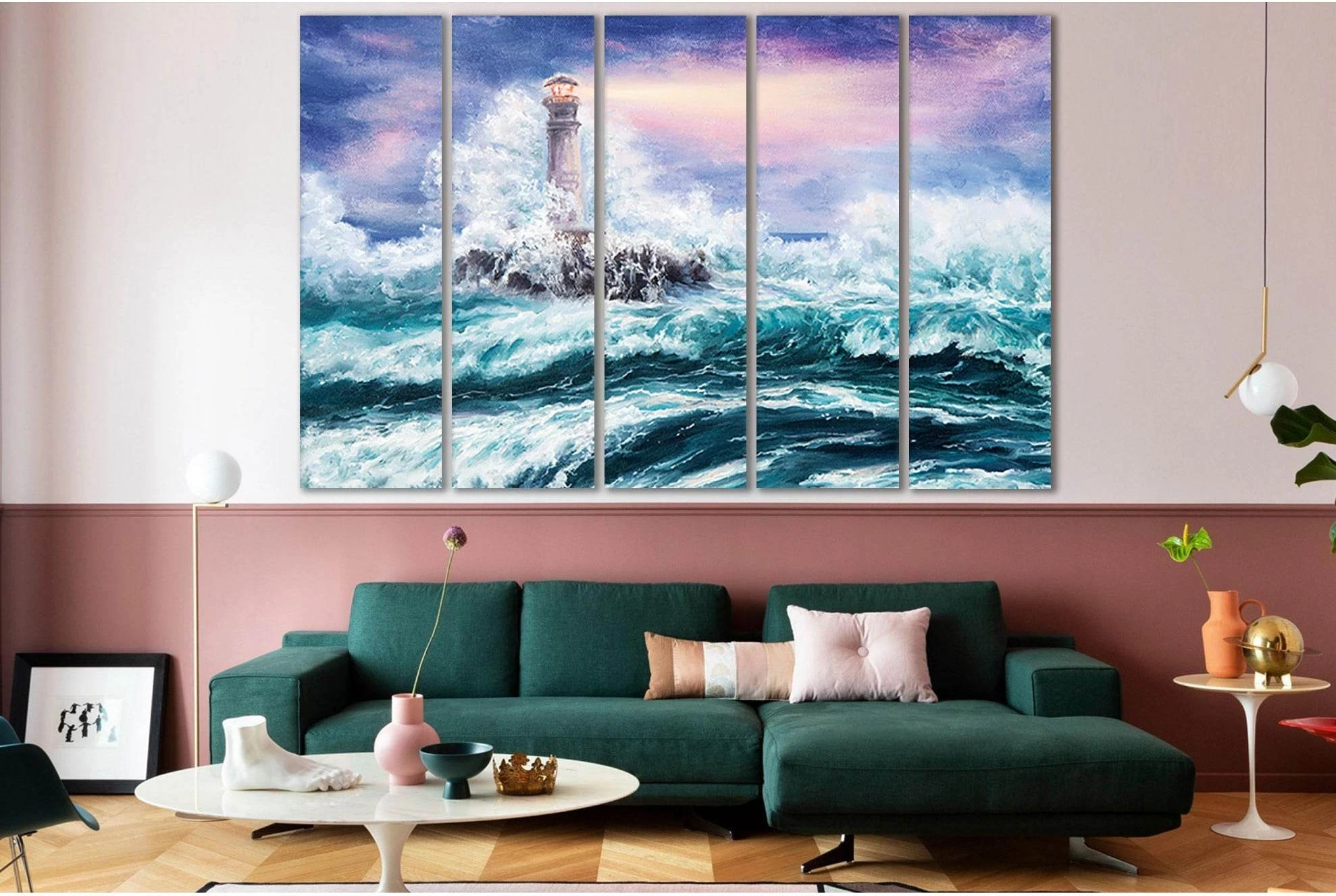 Lighthouse During Storm №SL561 Ready to Hang Canvas Print - Zellart Canvas Prints 0new, ALL_Products, Oil Painting Wall Art