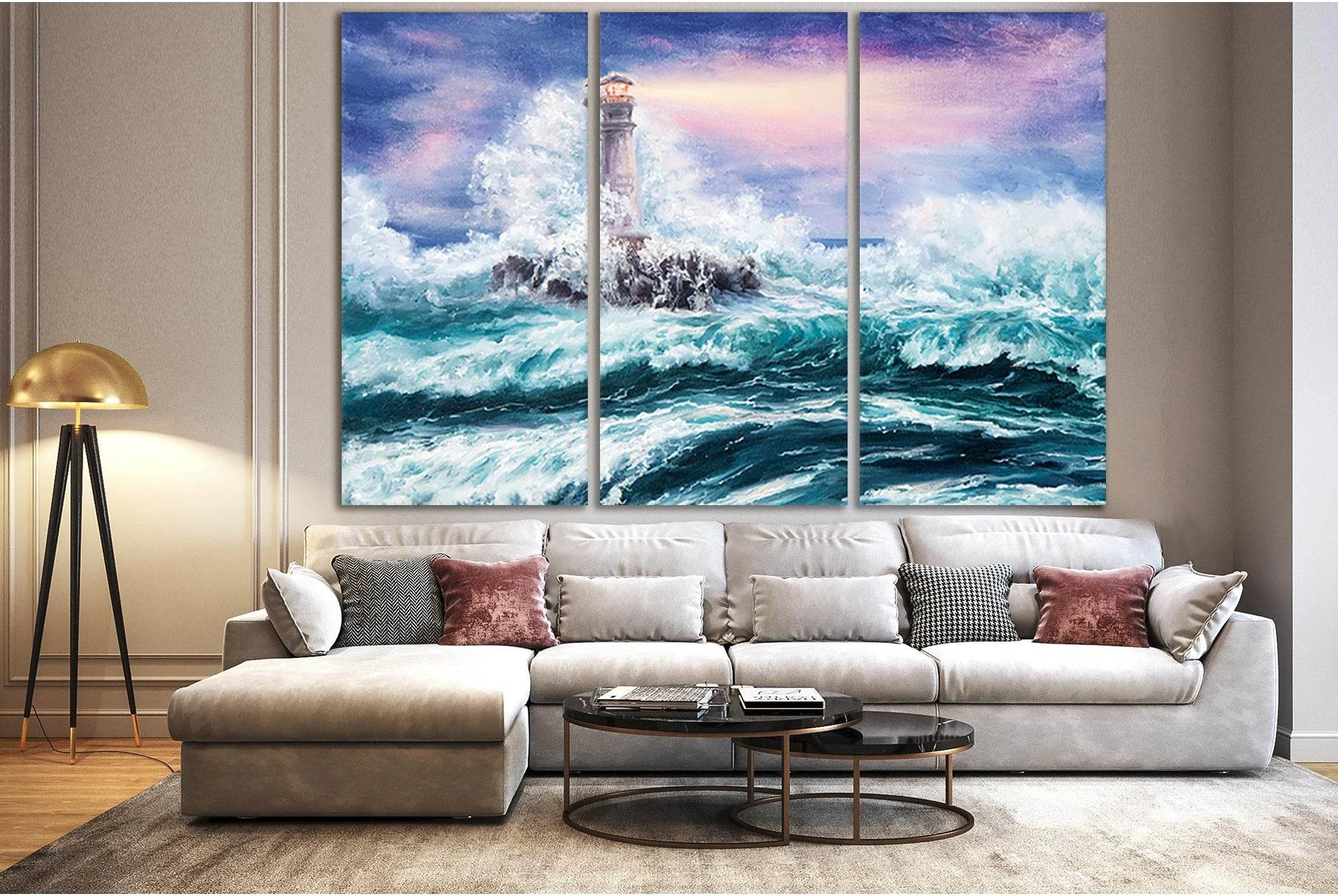Lighthouse During Storm №SL561 Ready to Hang Canvas Print - Zellart Canvas Prints 0new, ALL_Products, Oil Painting Wall Art