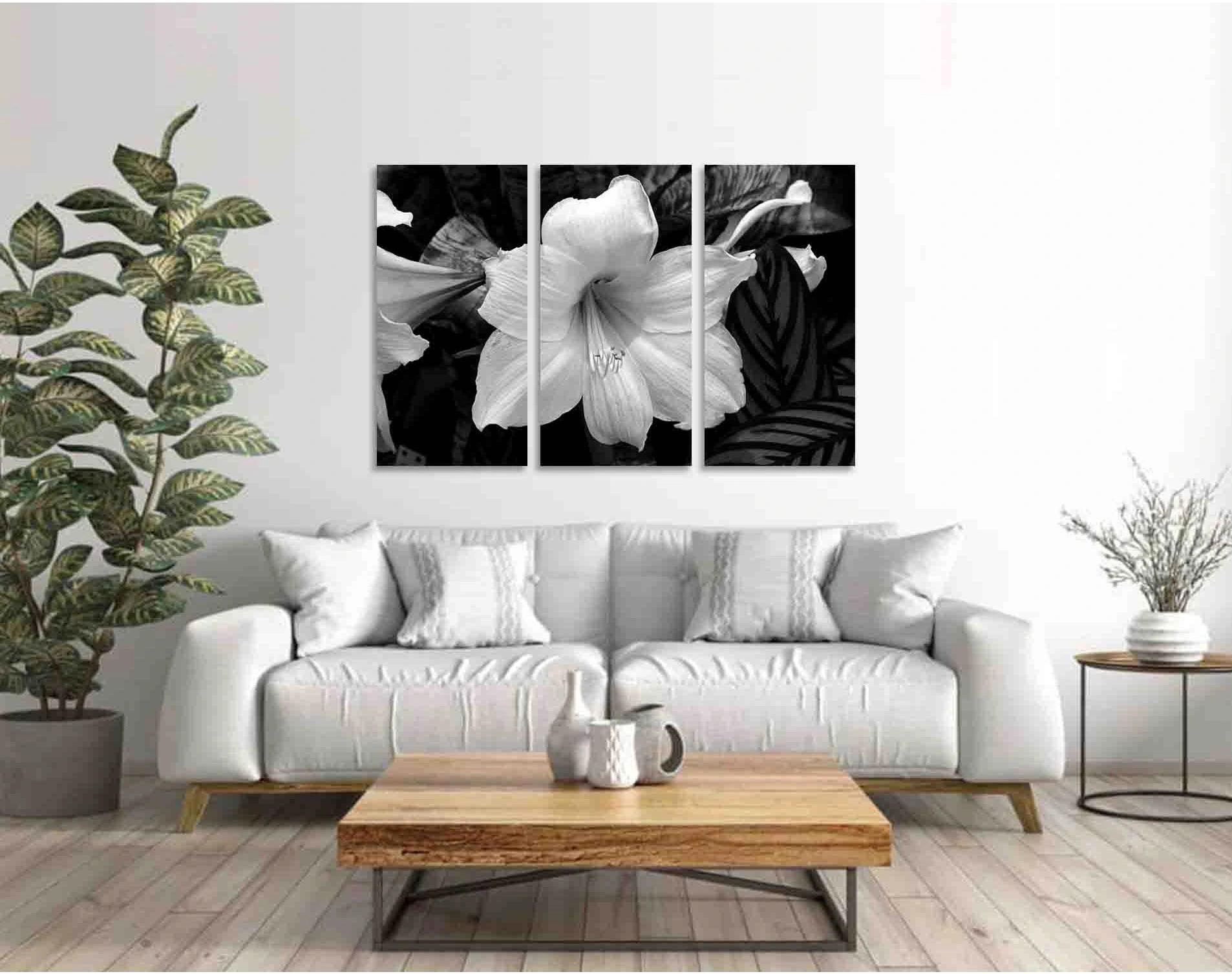 Lily flower №D2832 Ready to Hang Canvas Print - Zellart Canvas Prints 0new, ALL_Products, Black & White Wall Art