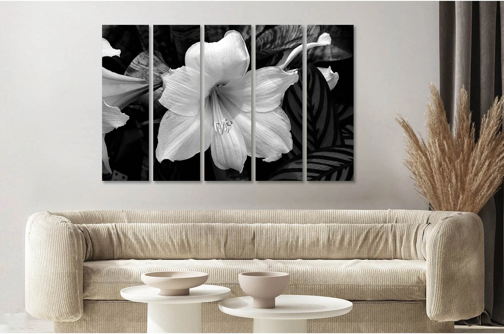 Lily flower №D2832 Ready to Hang Canvas Print - Zellart Canvas Prints 0new, ALL_Products, Black & White Wall Art