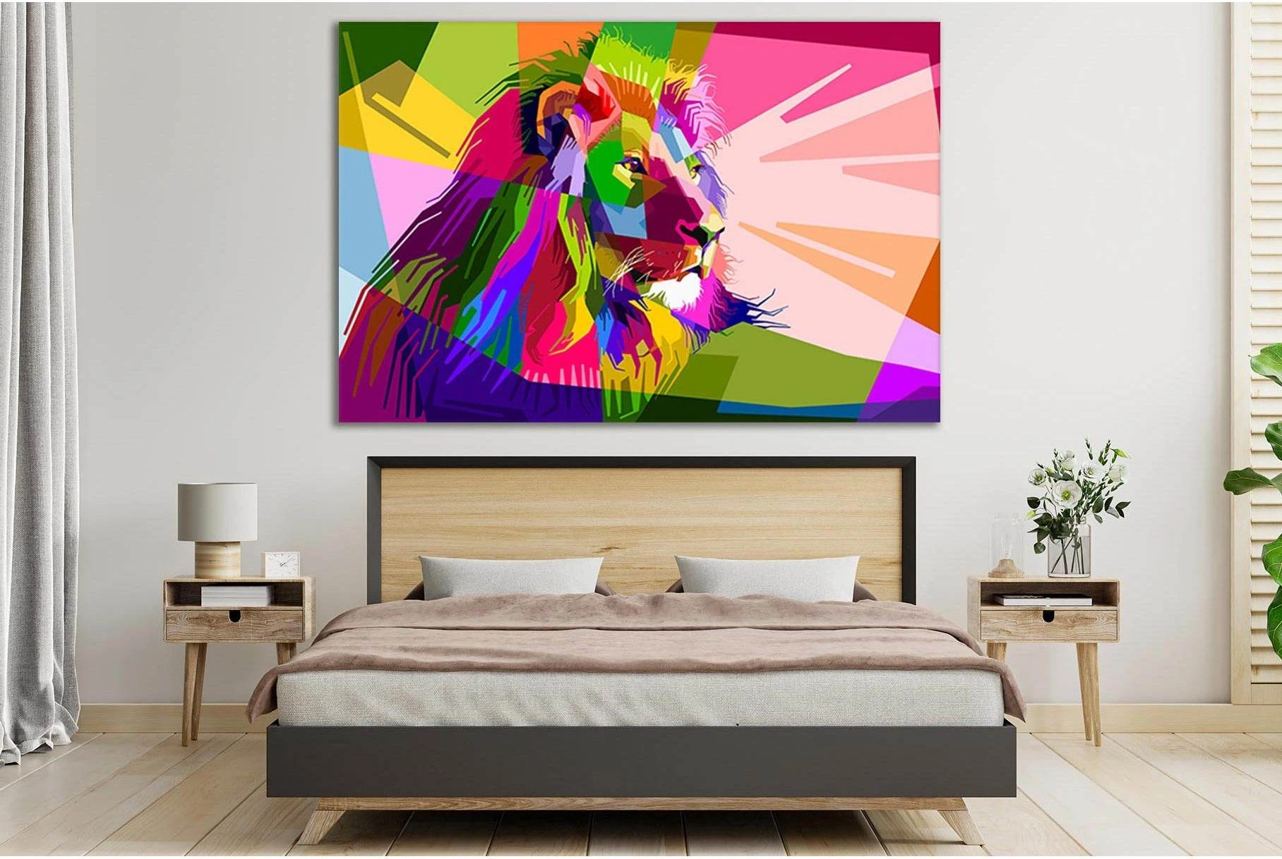 Lion Face Pop Art №SL526 Ready to Hang Canvas Print - Zellart Canvas Prints 0new, ALL_Products, Lion, Pop ART
