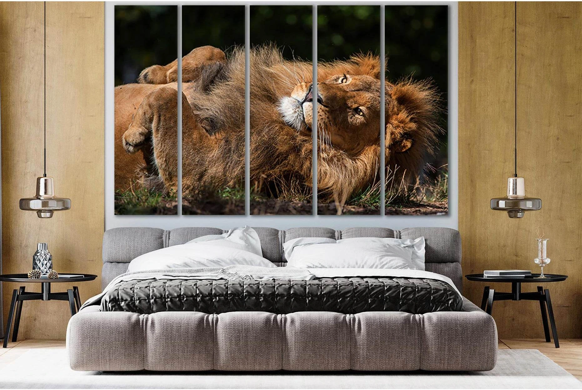 Lion Lying On His Back №SL1036 Ready to Hang Canvas Print - Zellart Canvas Prints 0new, ALL_Products, Animals & Wildlife, Lion