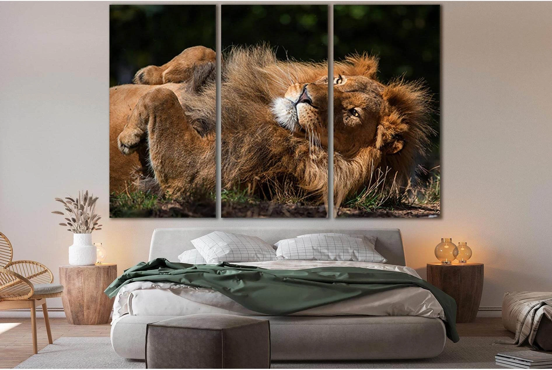 Lion Lying On His Back №SL1036 Ready to Hang Canvas Print - Zellart Canvas Prints 0new, ALL_Products, Animals & Wildlife, Lion