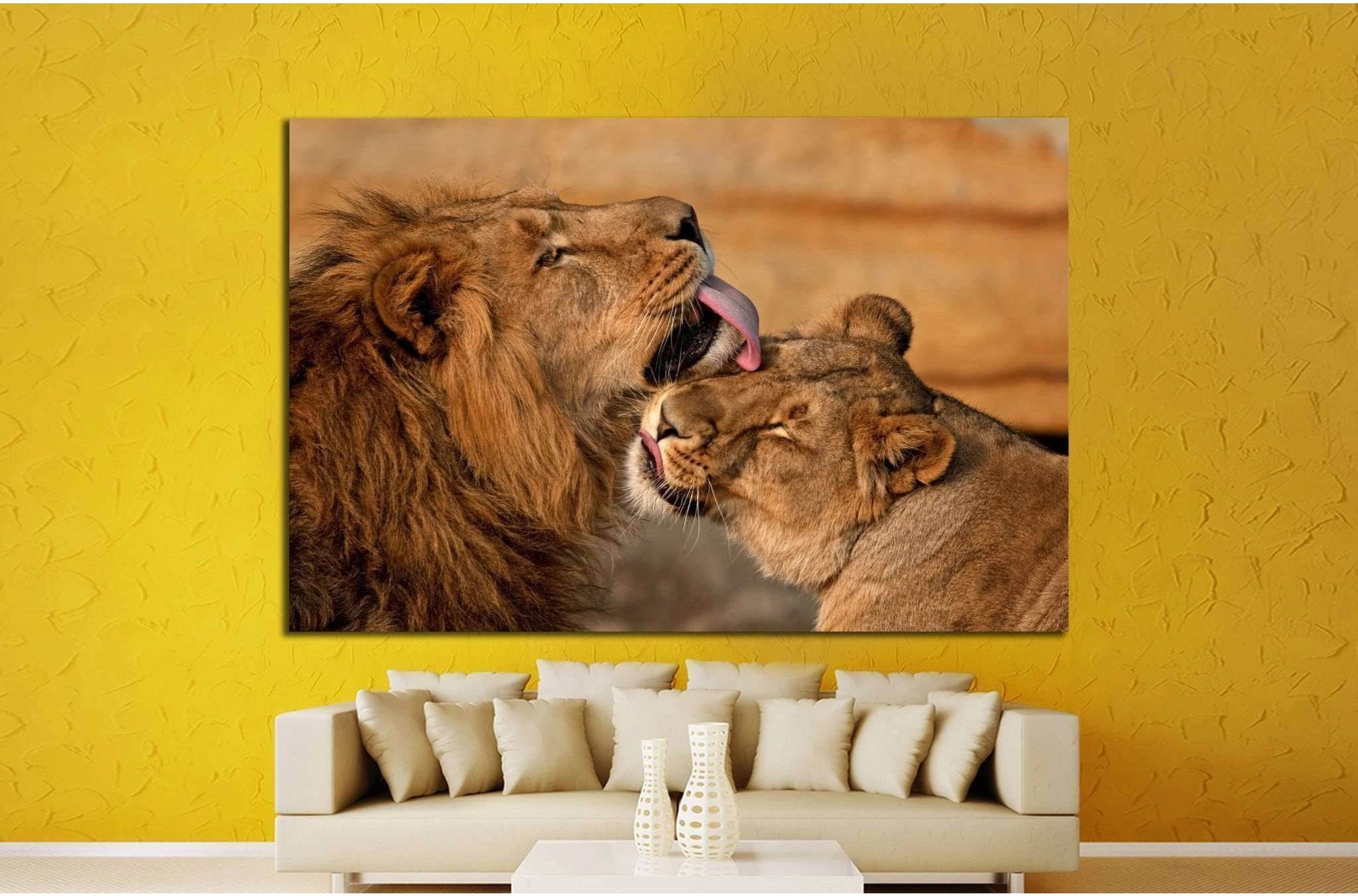 lion, panthera leo №1332 Ready to Hang Canvas Print - Zellart Canvas Prints ALL_Products, Lion, s-1332