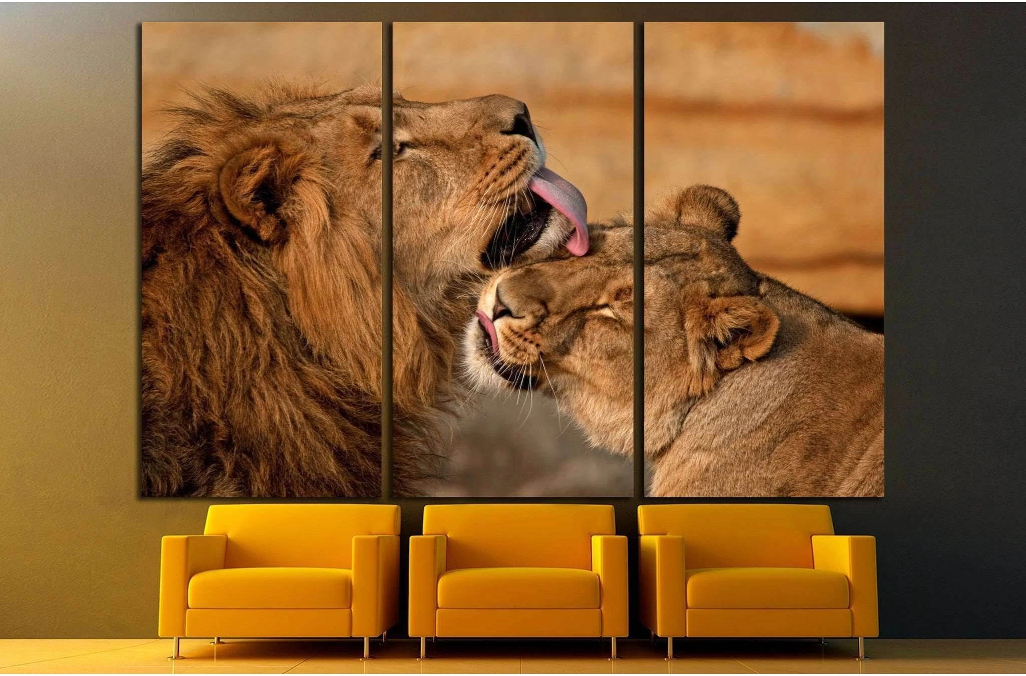 lion, panthera leo №1332 Ready to Hang Canvas Print - Zellart Canvas Prints ALL_Products, Lion, s-1332