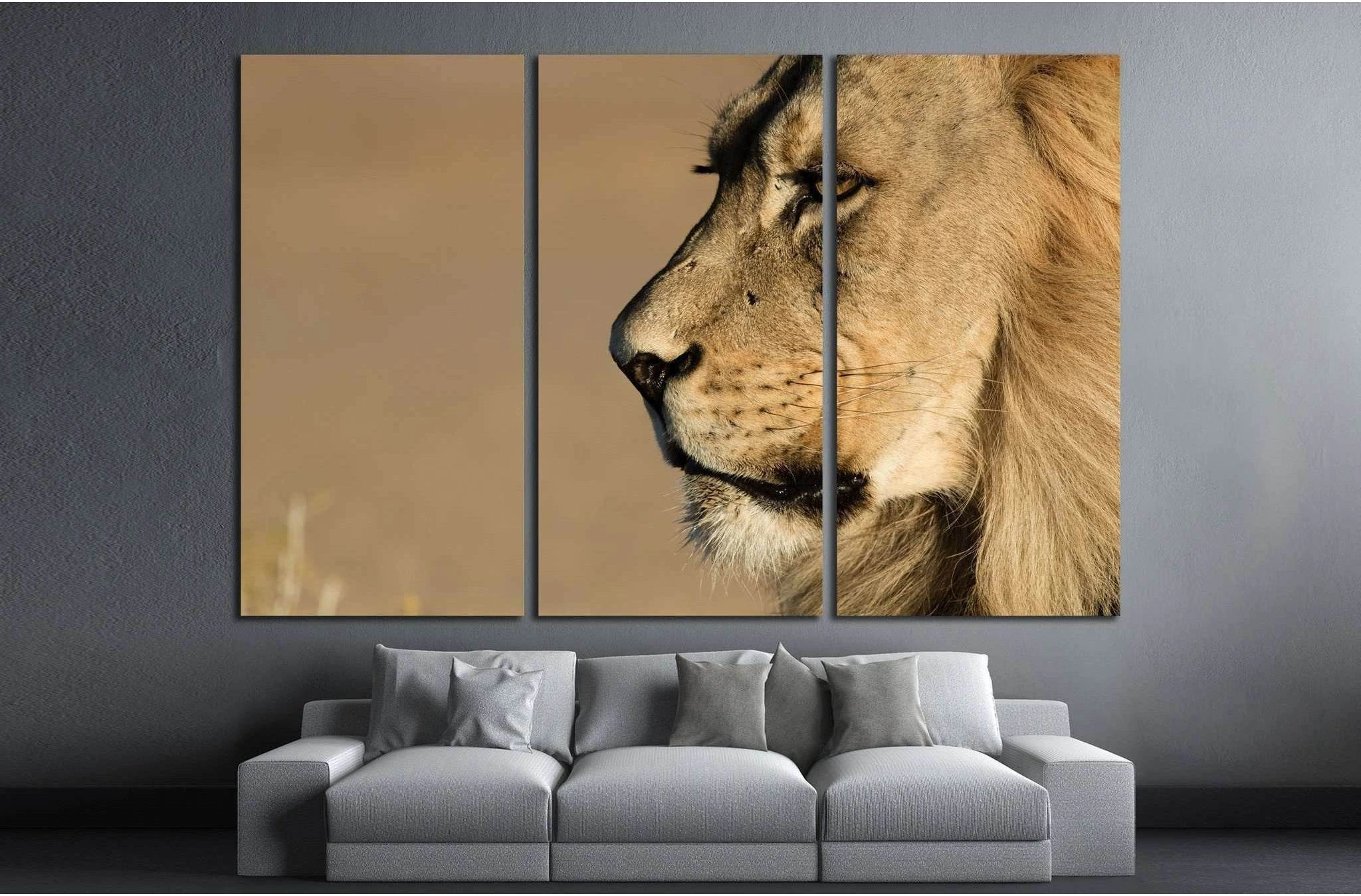 Lion Stare Head shot №1851 Ready to Hang Canvas Print - Zellart Canvas Prints ALL_Products, Lion, s-1851