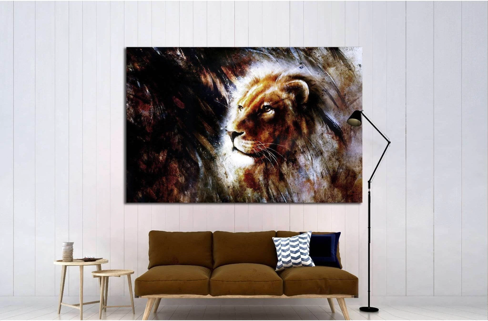 Lion Stare Head shot №1852 Ready to Hang Canvas Print - Zellart Canvas Prints ALL_Products, Lion, s-1852