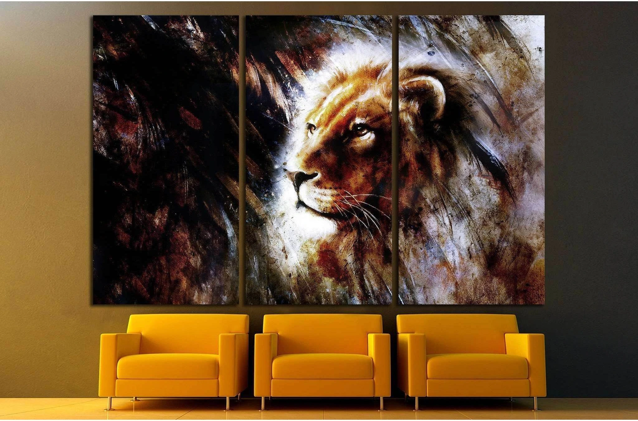 Lion Stare Head shot №1852 Ready to Hang Canvas Print - Zellart Canvas Prints ALL_Products, Lion, s-1852