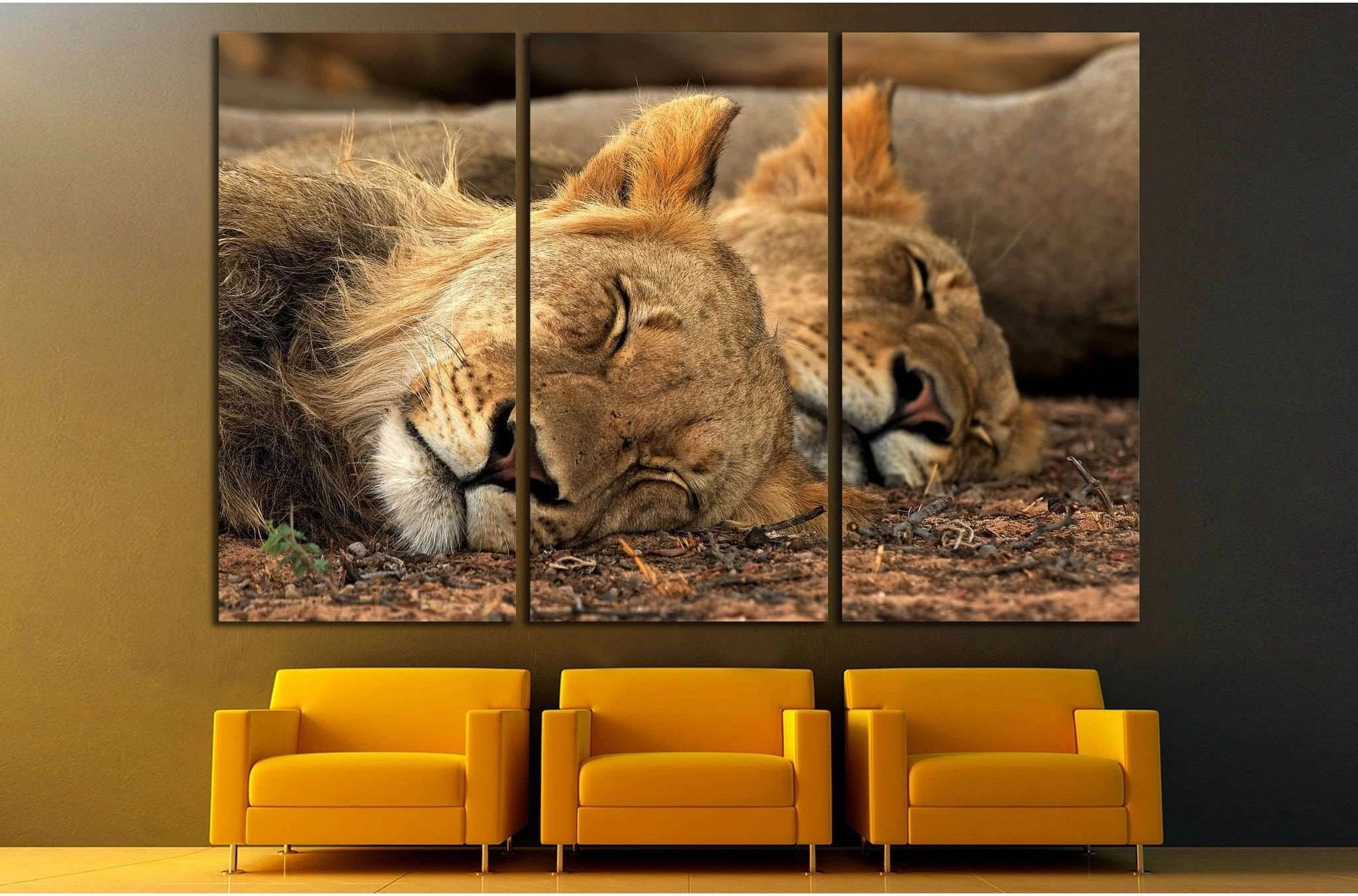 Lion Tandem №1112 Ready to Hang Canvas Print - Zellart Canvas Prints ALL_Products, Lion, s-1112
