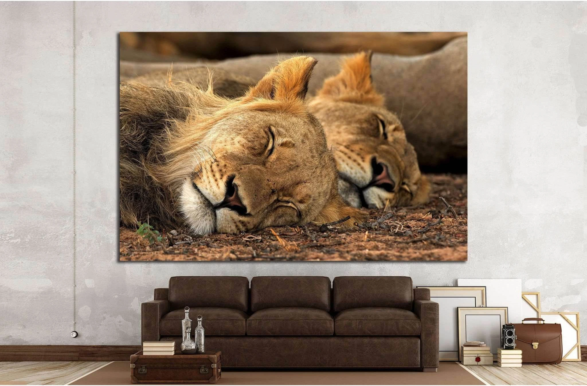 Lion Tandem №1112 Ready to Hang Canvas Print - Zellart Canvas Prints ALL_Products, Lion, s-1112