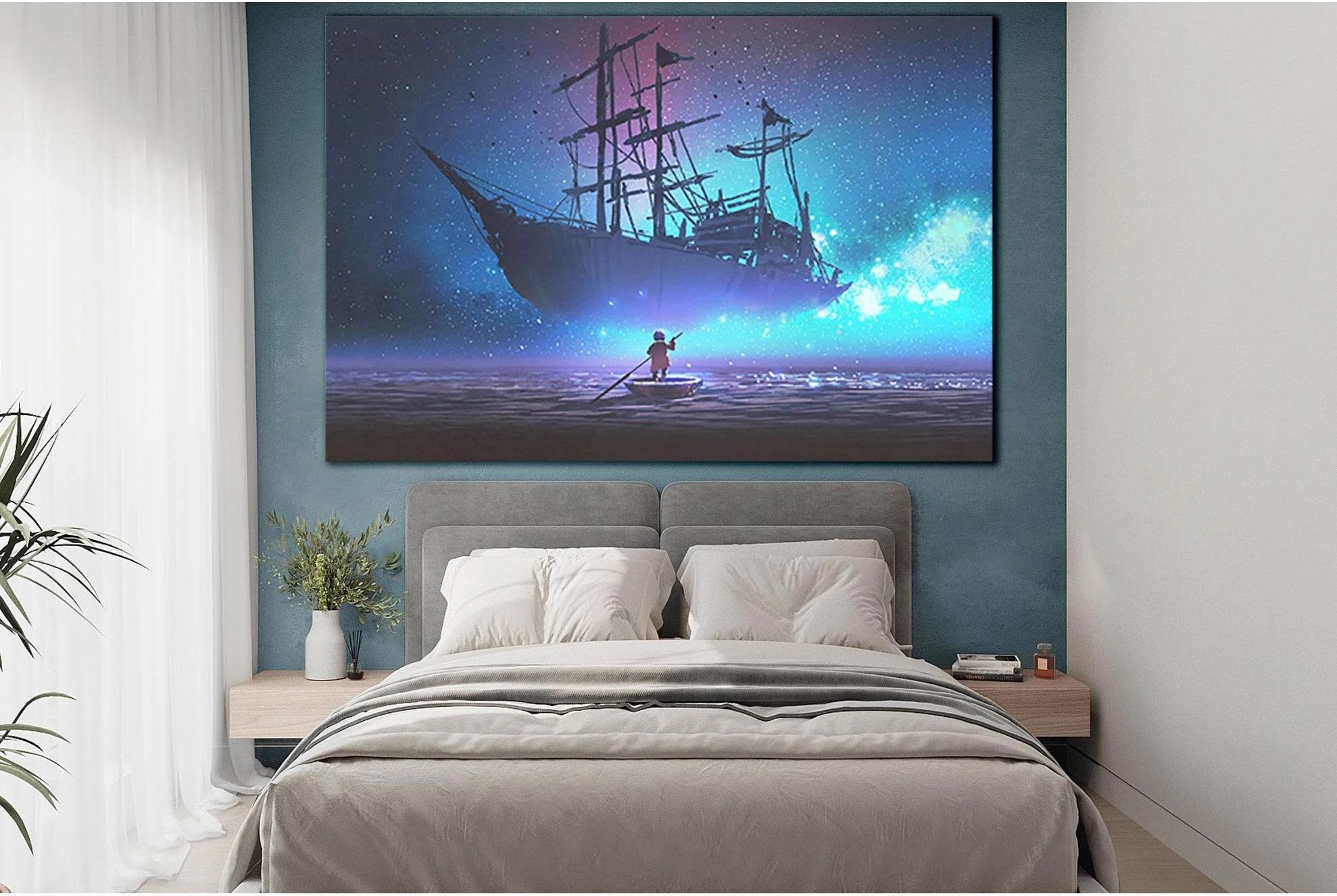 Little Boy And Fairy Ship №SL1255 Ready to Hang Canvas Print - Zellart Canvas Prints 0new, ALL_Products, Fantasy And Sci Fi Wall Art
