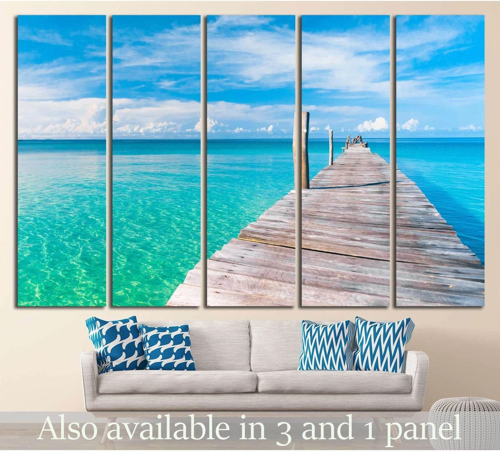 Living is Easy Calm Meditation showing blue ocean wall art with water and coastal depth.