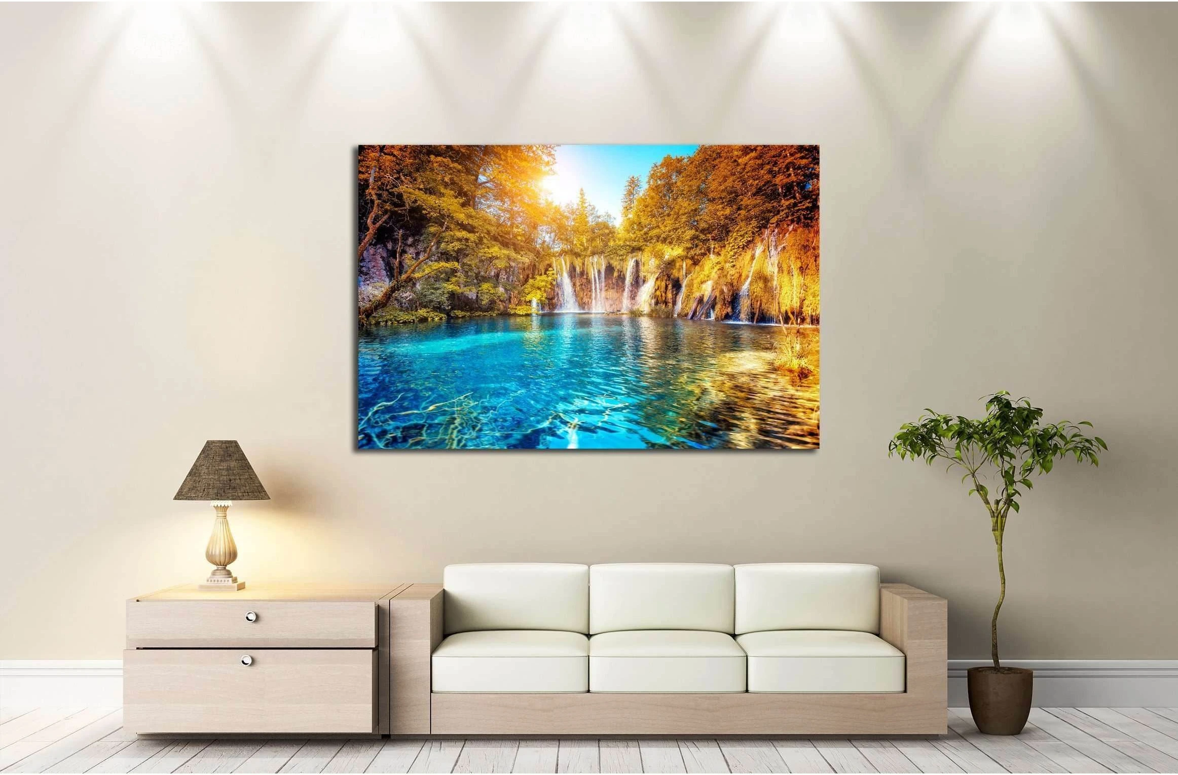 Location famous resort Plitvice Lakes National Park, Croatia, Europe №3088 Ready to Hang Canvas Print - Zellart Canvas Prints ALL_Products, s-3088