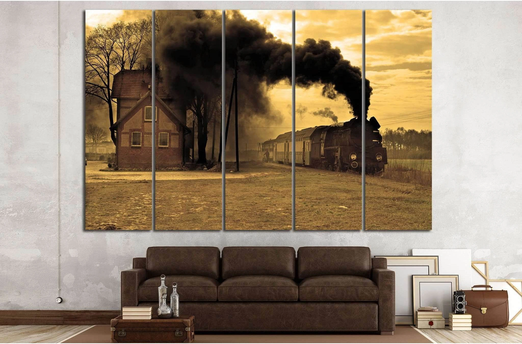 Locomotive and Smoke №236 Ready to Hang Canvas Print - Zellart Canvas Prints ALL_Products, wd-236