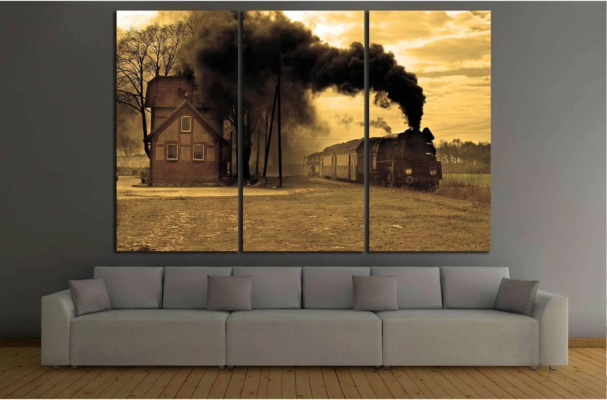 Locomotive and Smoke №236 Ready to Hang Canvas Print - Zellart Canvas Prints ALL_Products, wd-236