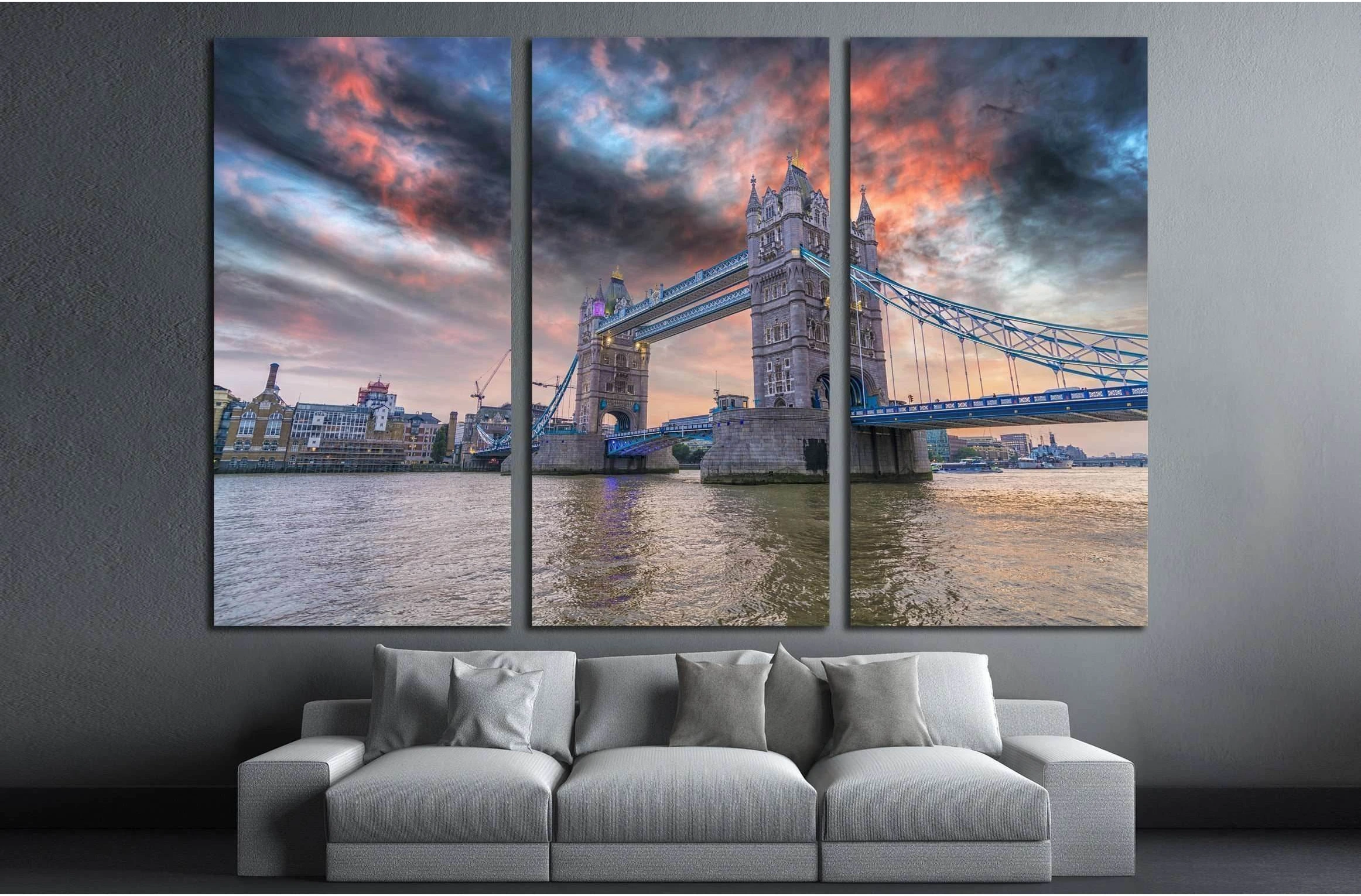 London Bridge at sunset №2266 Ready to Hang Canvas Print - Zellart Canvas Prints ALL_Products, s-2266
