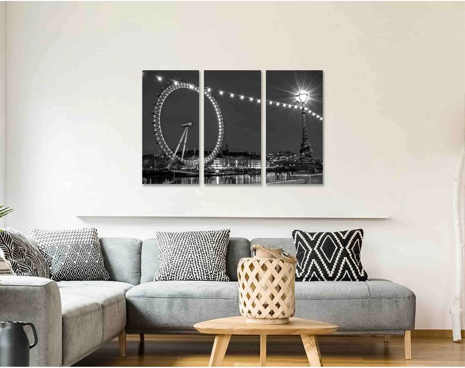 London eye №D2833 Ready to Hang Canvas Print - Zellart Canvas Prints 0new, ALL_Products, Black & White Wall Art