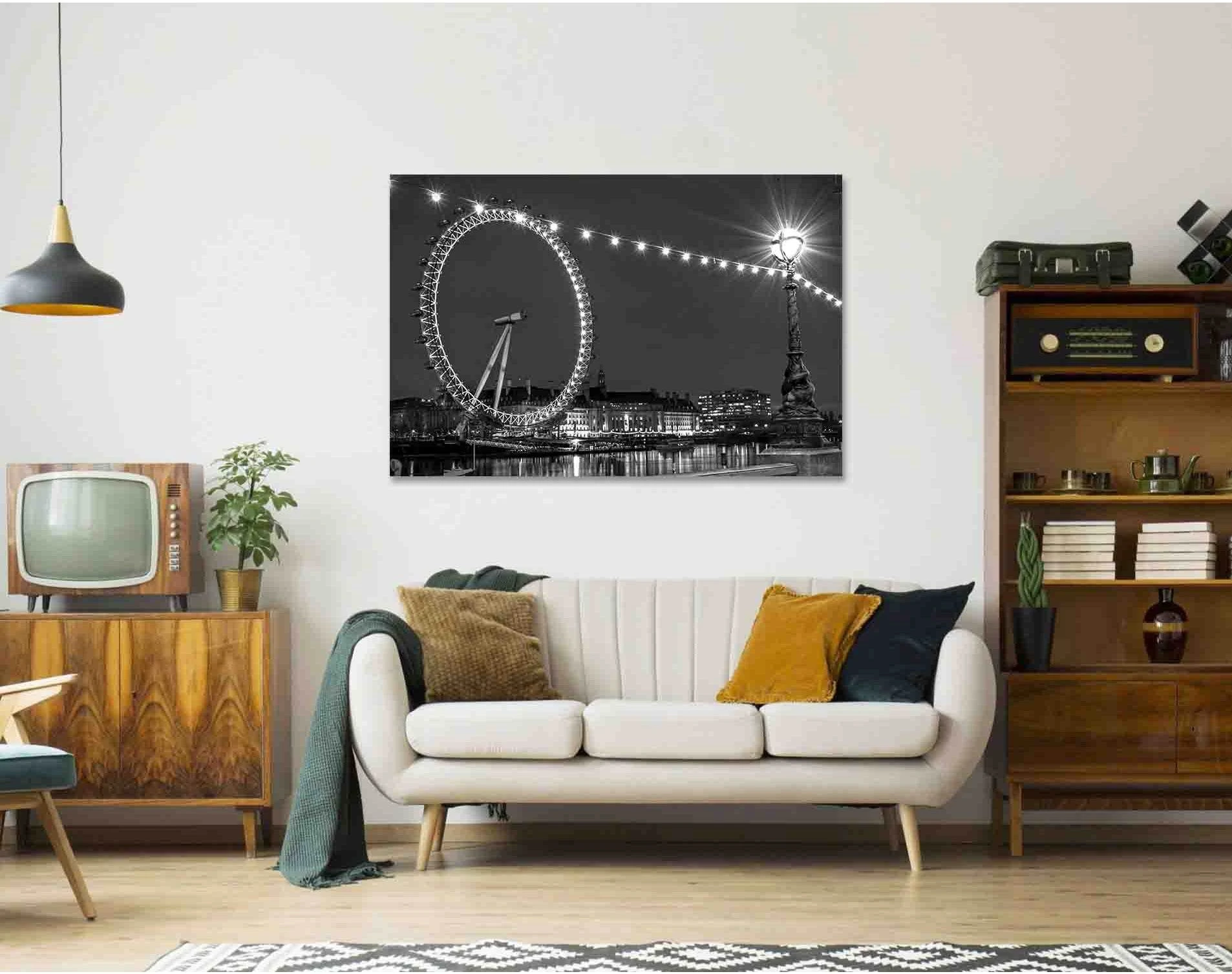 London eye №D2833 Ready to Hang Canvas Print - Zellart Canvas Prints 0new, ALL_Products, Black & White Wall Art
