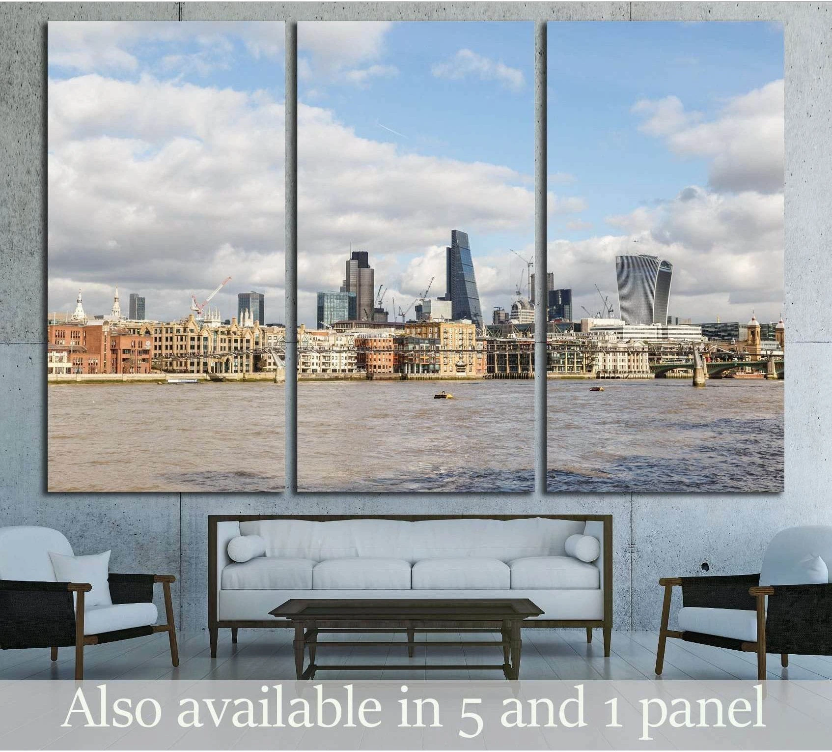 London skyline including The Leadenhall Building and 20 Fenchurch Street №2938 Ready to Hang Canvas Print - Zellart Canvas Prints ALL_Products, s-2938