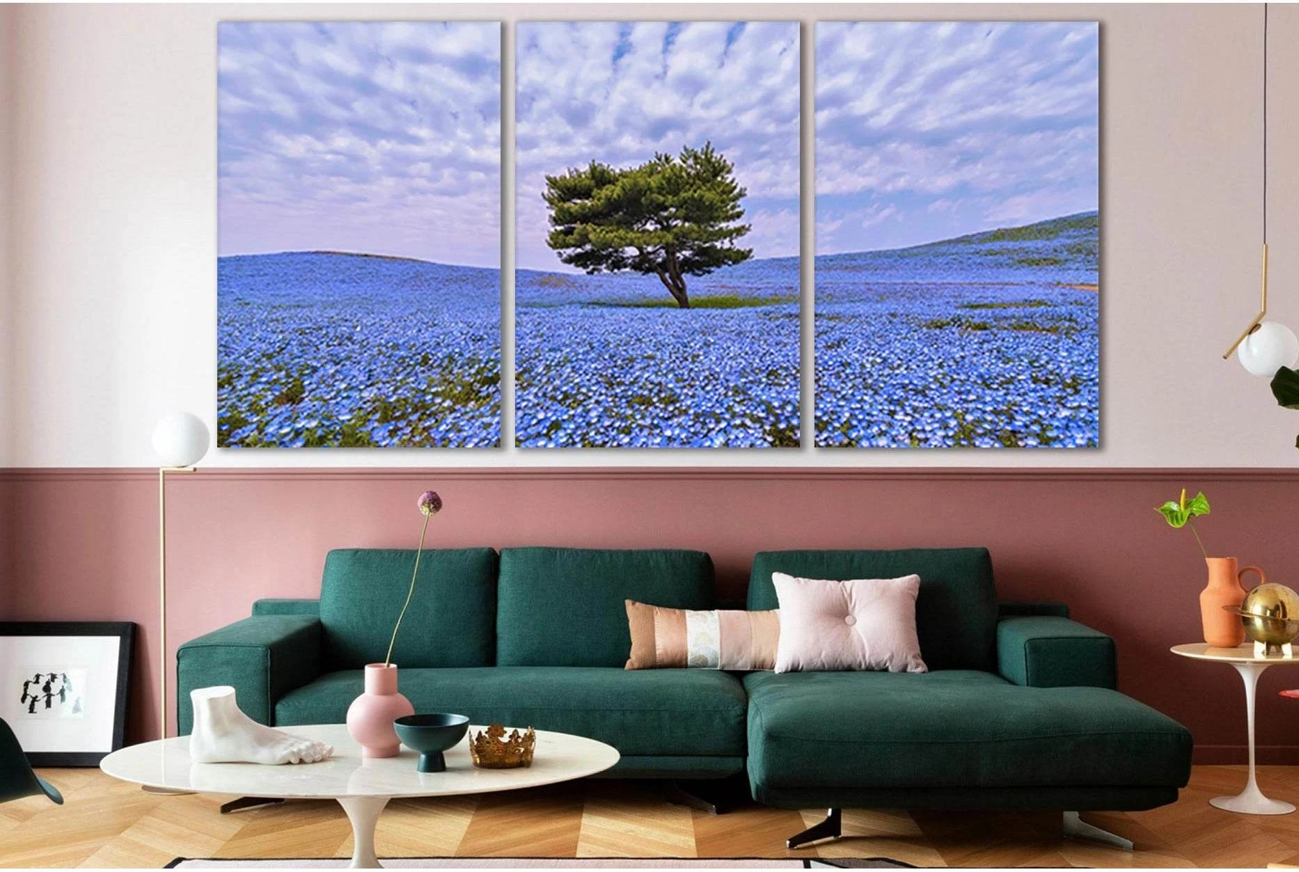 Lone Tree In Flower Field №SL809 Ready to Hang Canvas Print - Zellart Canvas Prints 0new, ALL_Products, Trees Wall Art