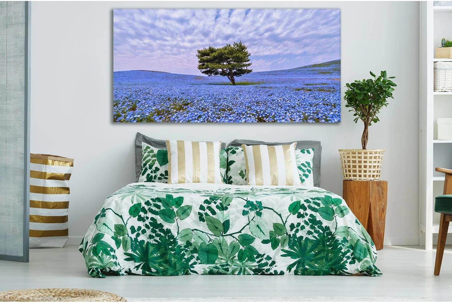 Lone Tree In Flower Field №SL809 Ready to Hang Canvas Print - Zellart Canvas Prints 0new, ALL_Products, Trees Wall Art