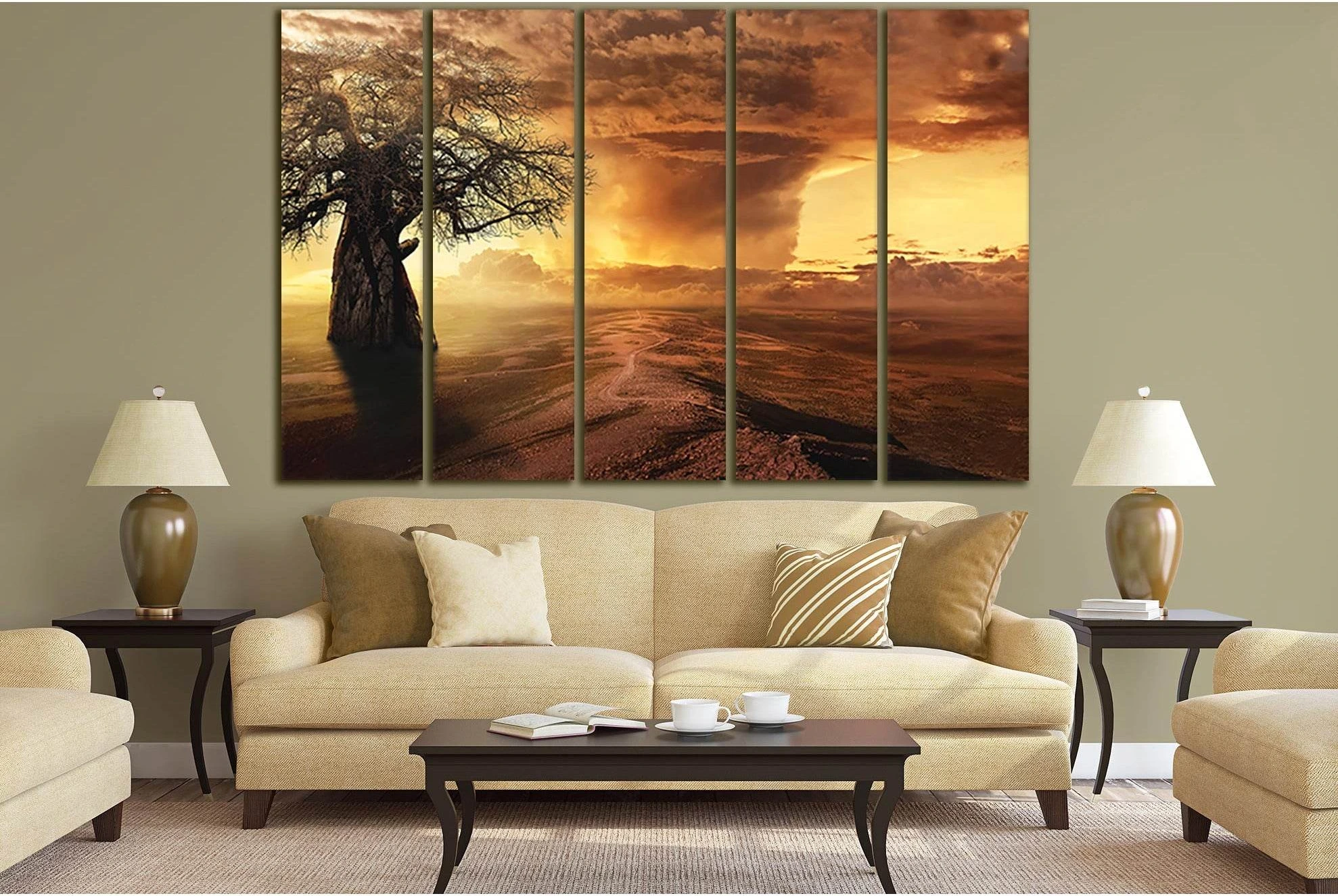 Lonely Baobab Beautiful Clouds №SL510 Ready to Hang Canvas Print - Zellart Canvas Prints 0new, ALL_Products, Trees Wall Art