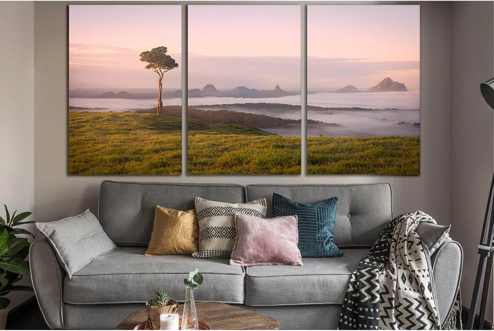 Lonely Pine And Misty Morning №SL1073 Ready to Hang Canvas Print - Zellart Canvas Prints 0new, ALL_Products, Trees Wall Art