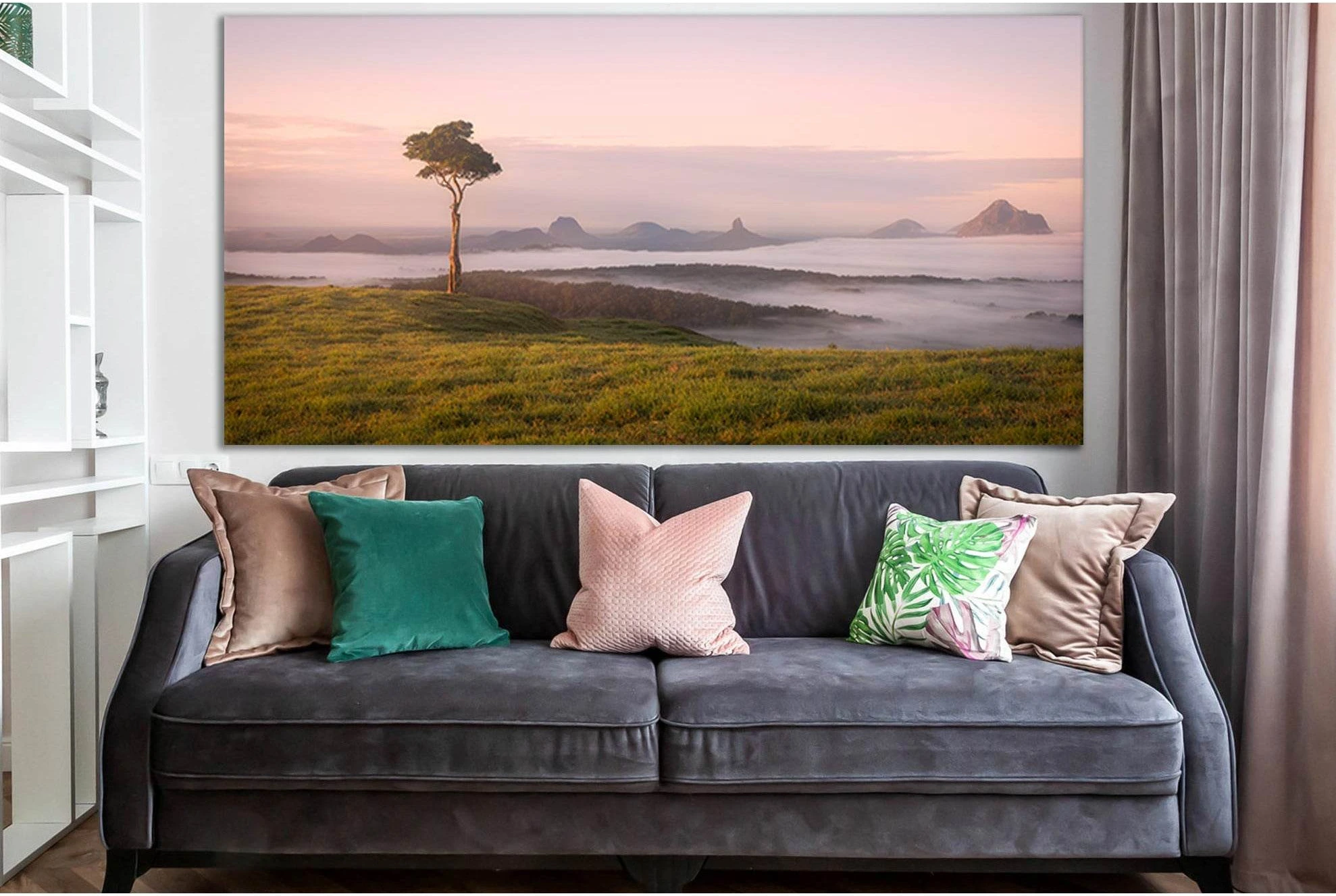 Lonely Pine And Misty Morning №SL1073 Ready to Hang Canvas Print - Zellart Canvas Prints 0new, ALL_Products, Trees Wall Art