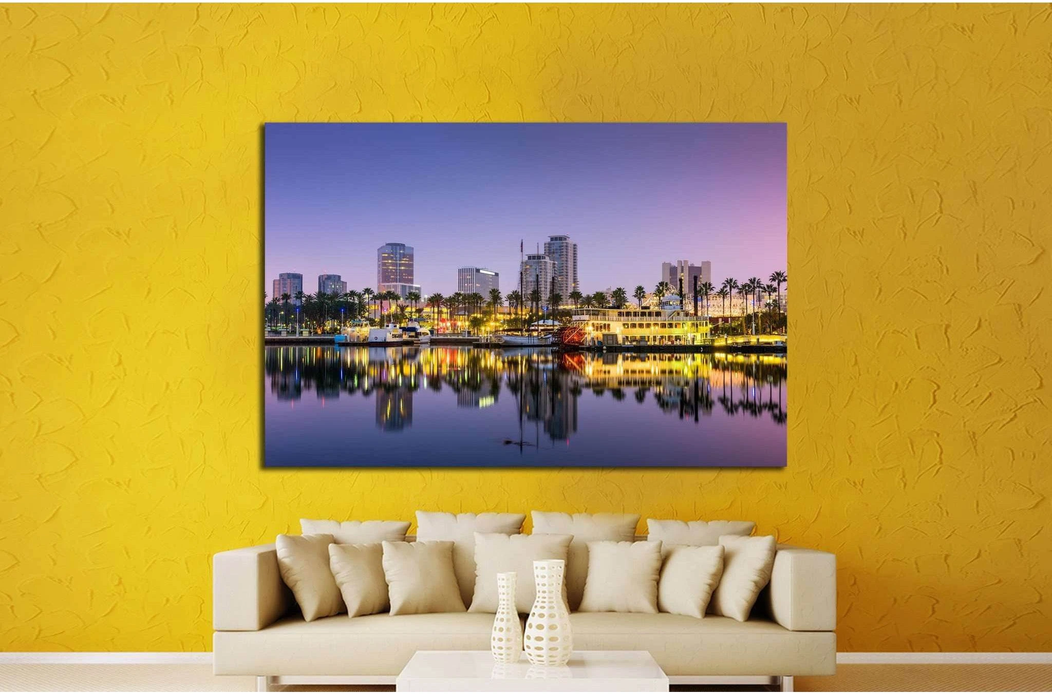 Long Beach, California, USA skyline. №1225 Ready to Hang Canvas Print - Zellart Canvas Prints ALL_Products, s-1225