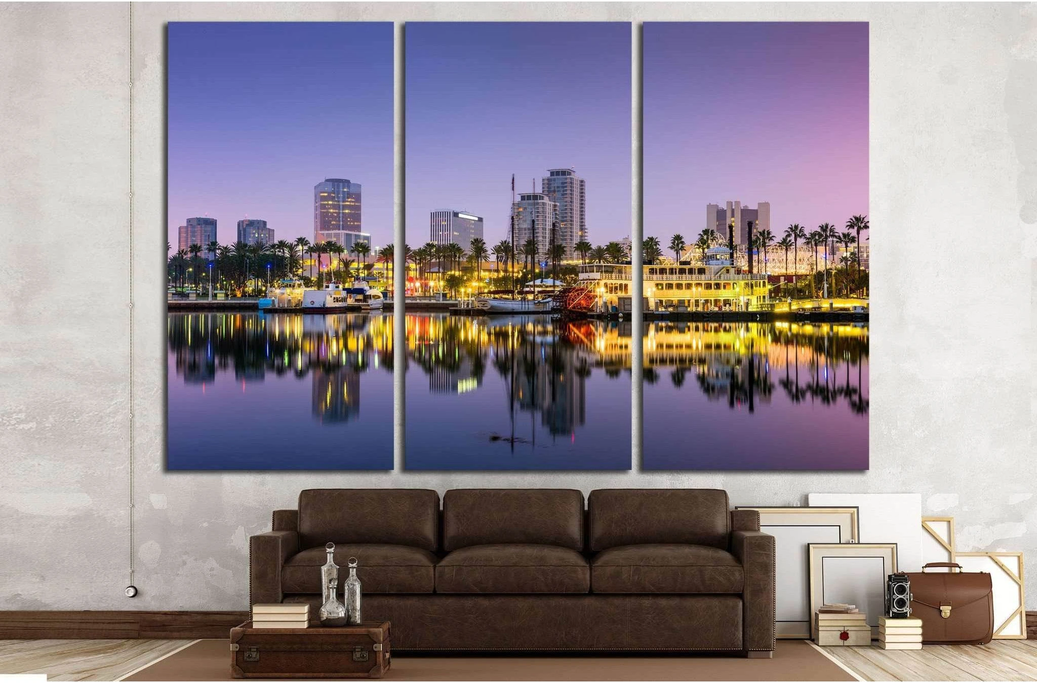 Long Beach, California, USA skyline. №1225 Ready to Hang Canvas Print - Zellart Canvas Prints ALL_Products, s-1225
