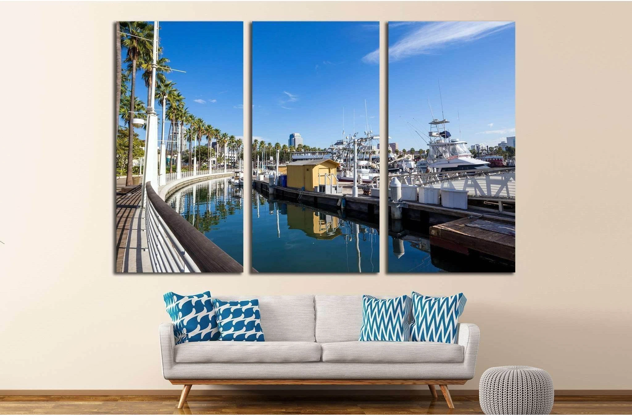 Long Beach Marina and city skyline, Long Beach, California №1689 Ready to Hang Canvas Print - Zellart Canvas Prints ALL_Products, s-1689