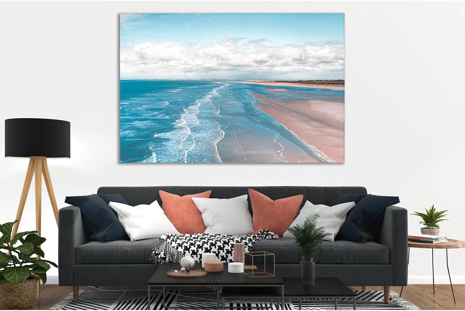 Long Sandy Beach №SL124 Ready to Hang Canvas Print - Zellart Canvas Prints 0new, ALL_Products, Beach Ocean & Waves