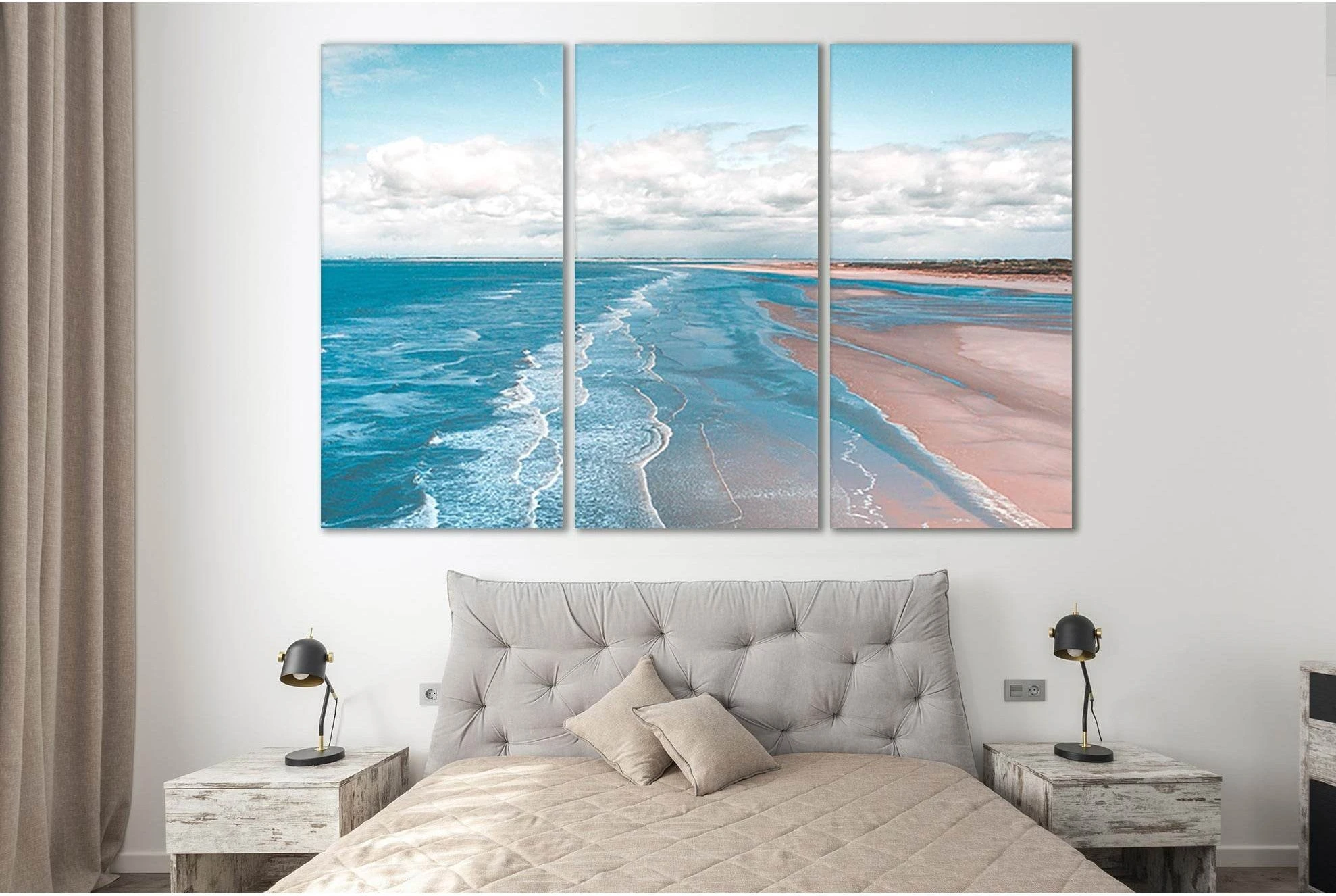 Long Sandy Beach №SL124 Ready to Hang Canvas Print - Zellart Canvas Prints 0new, ALL_Products, Beach Ocean & Waves