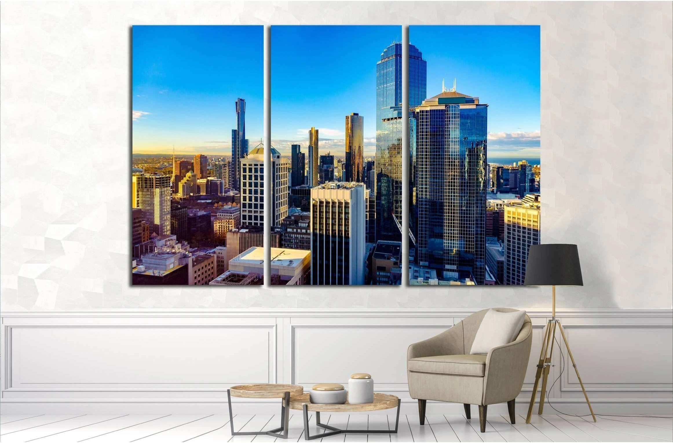 Looking East over Melbourne City,botanical gardens at sunrise №2415 Ready to Hang Canvas Print - Zellart Canvas Prints ALL_Products, s-2415