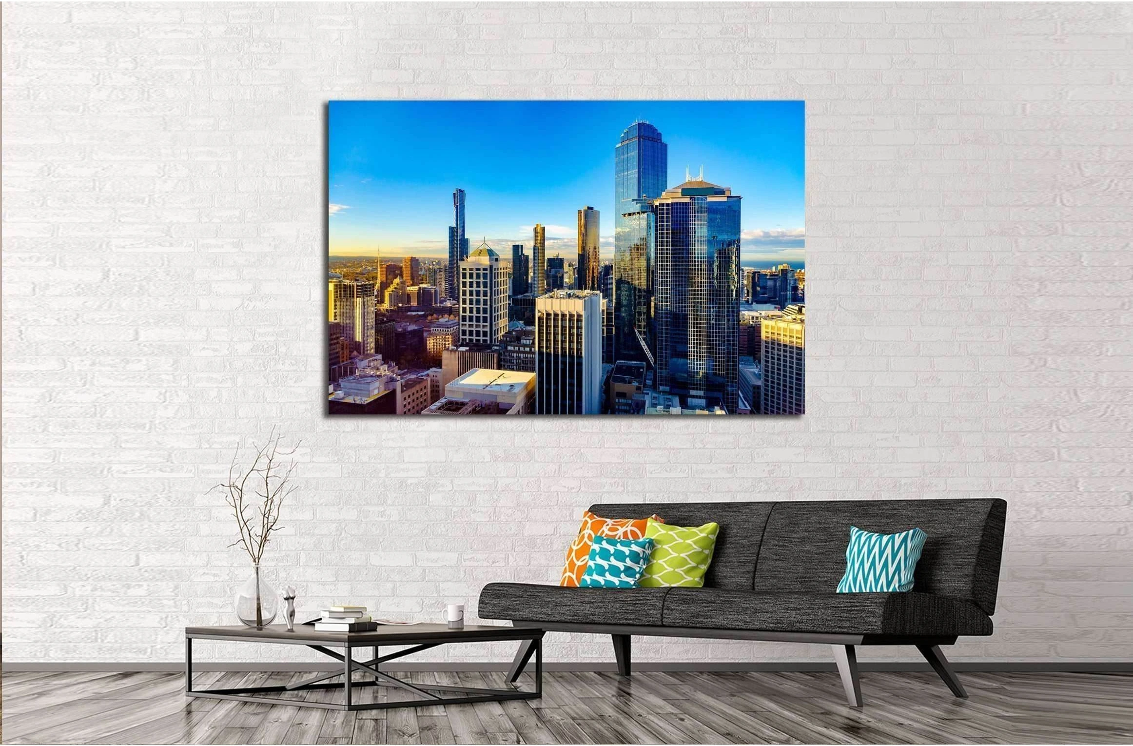 Looking East over Melbourne City,botanical gardens at sunrise №2415 Ready to Hang Canvas Print - Zellart Canvas Prints ALL_Products, s-2415