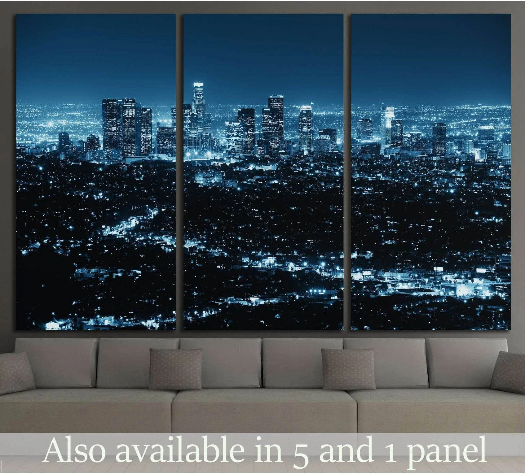 Los Angeles at night №1120 Ready to Hang Canvas Print - Zellart Canvas Prints ALL_Products, s-1120