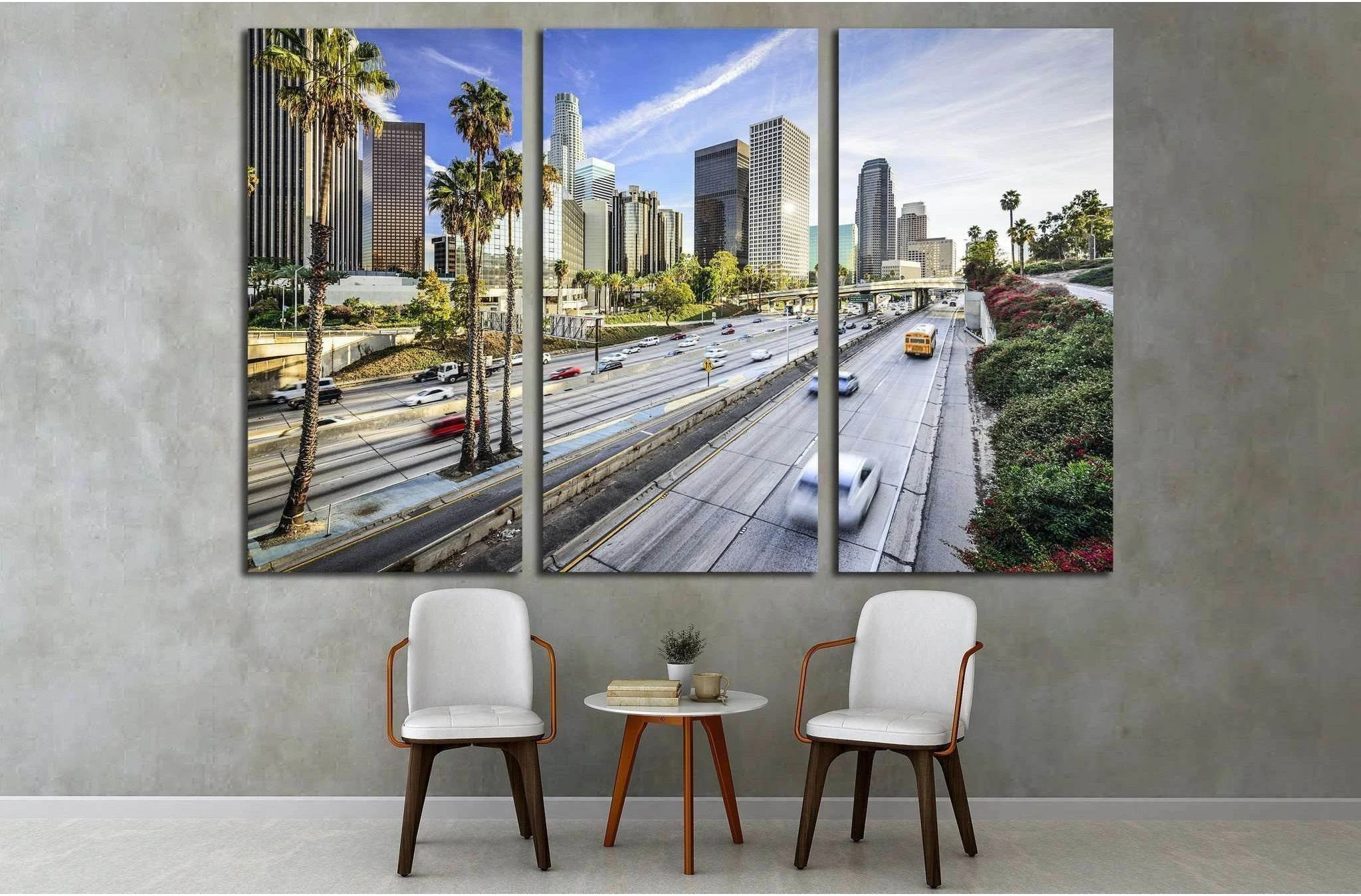 Los Angeles, California, USA downtown cityscape №1635 Ready to Hang Canvas Print - Zellart Canvas Prints ALL_Products, s-1635