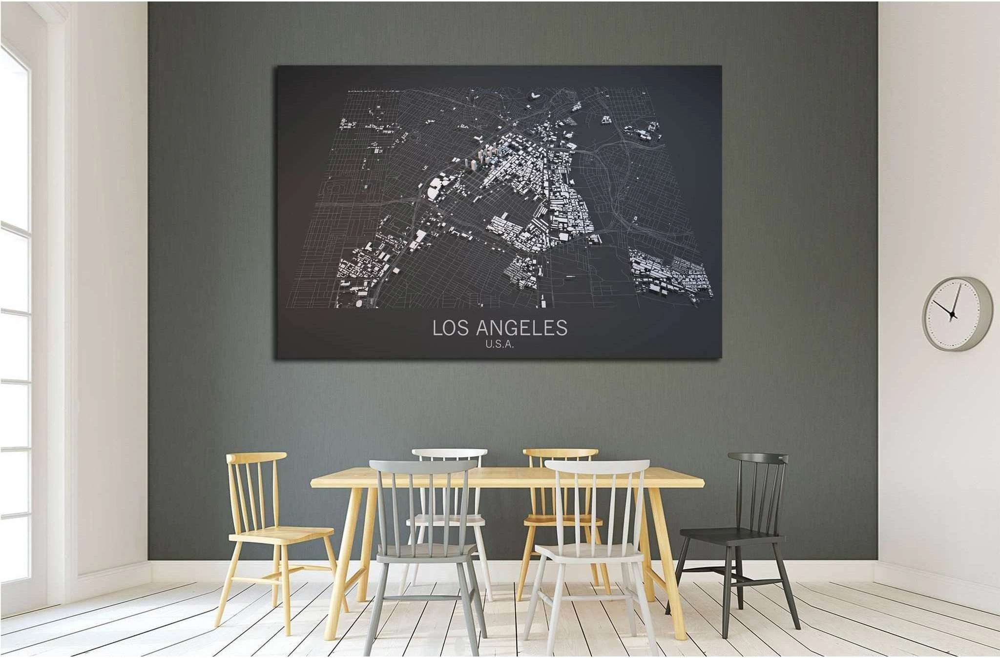 Los Angeles map, satellite view, section 3d, United States №2108 Ready to Hang Canvas Print - Zellart Canvas Prints ALL_Products, s-2108