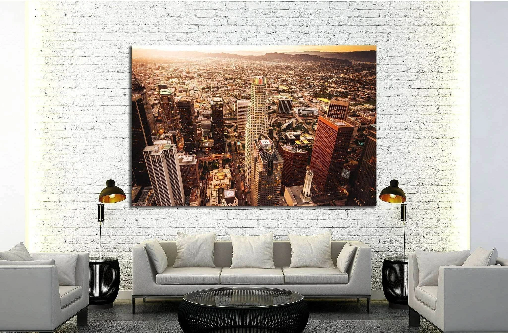 Los Angeles skyline aerial view №1947 Ready to Hang Canvas Print - Zellart Canvas Prints ALL_Products, s-1947